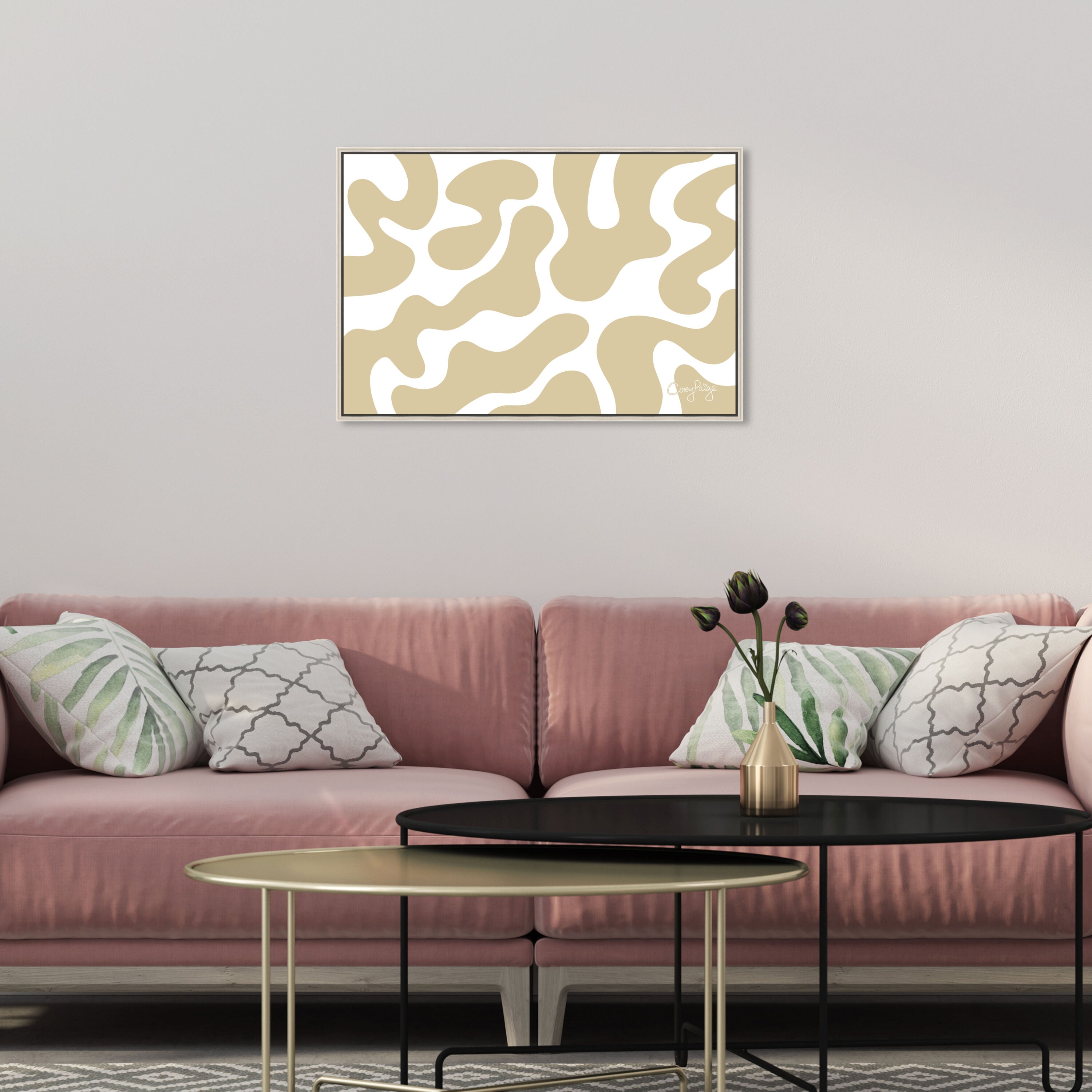 Corey Paige - Tan and White Abstract I