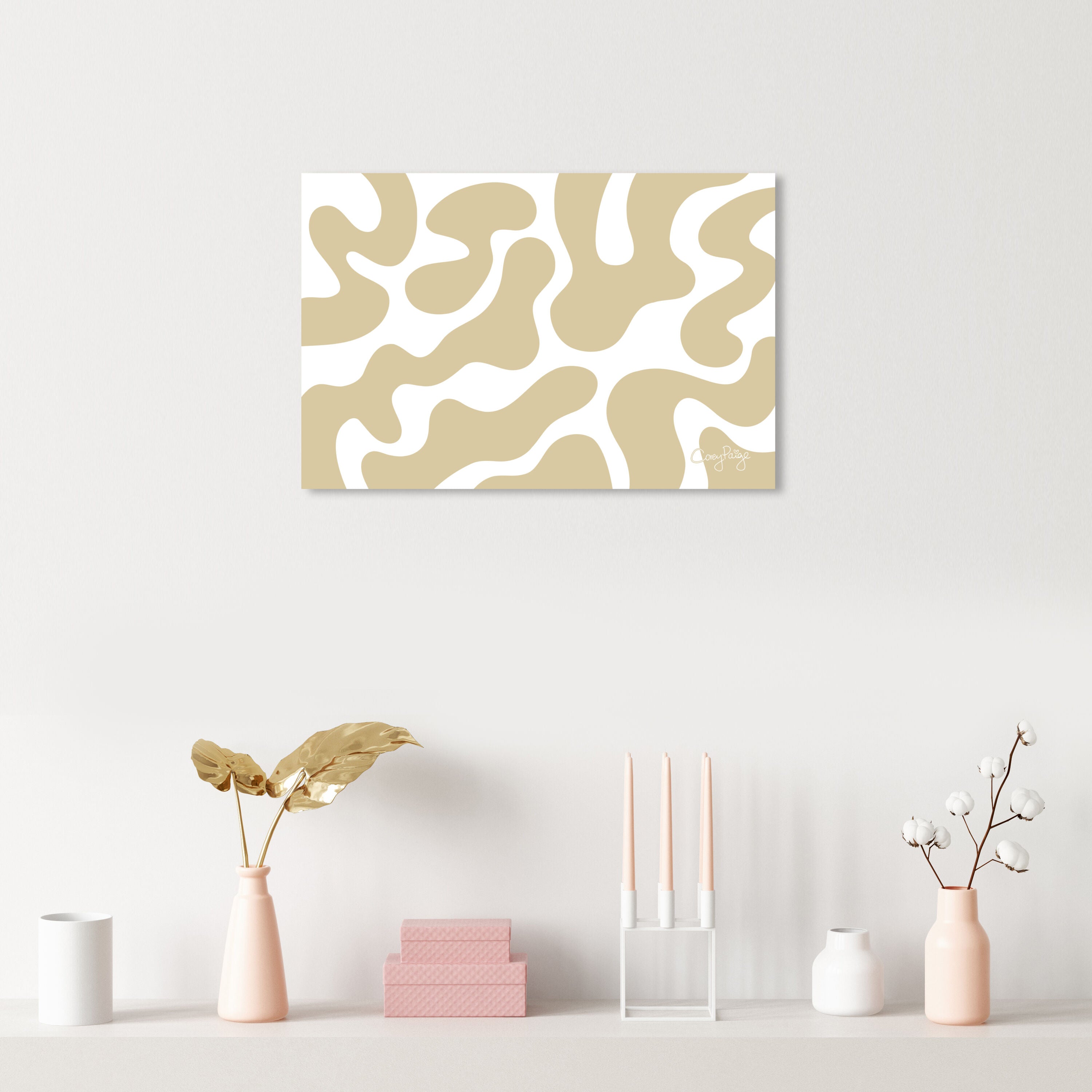 Corey Paige - Tan and White Abstract I
