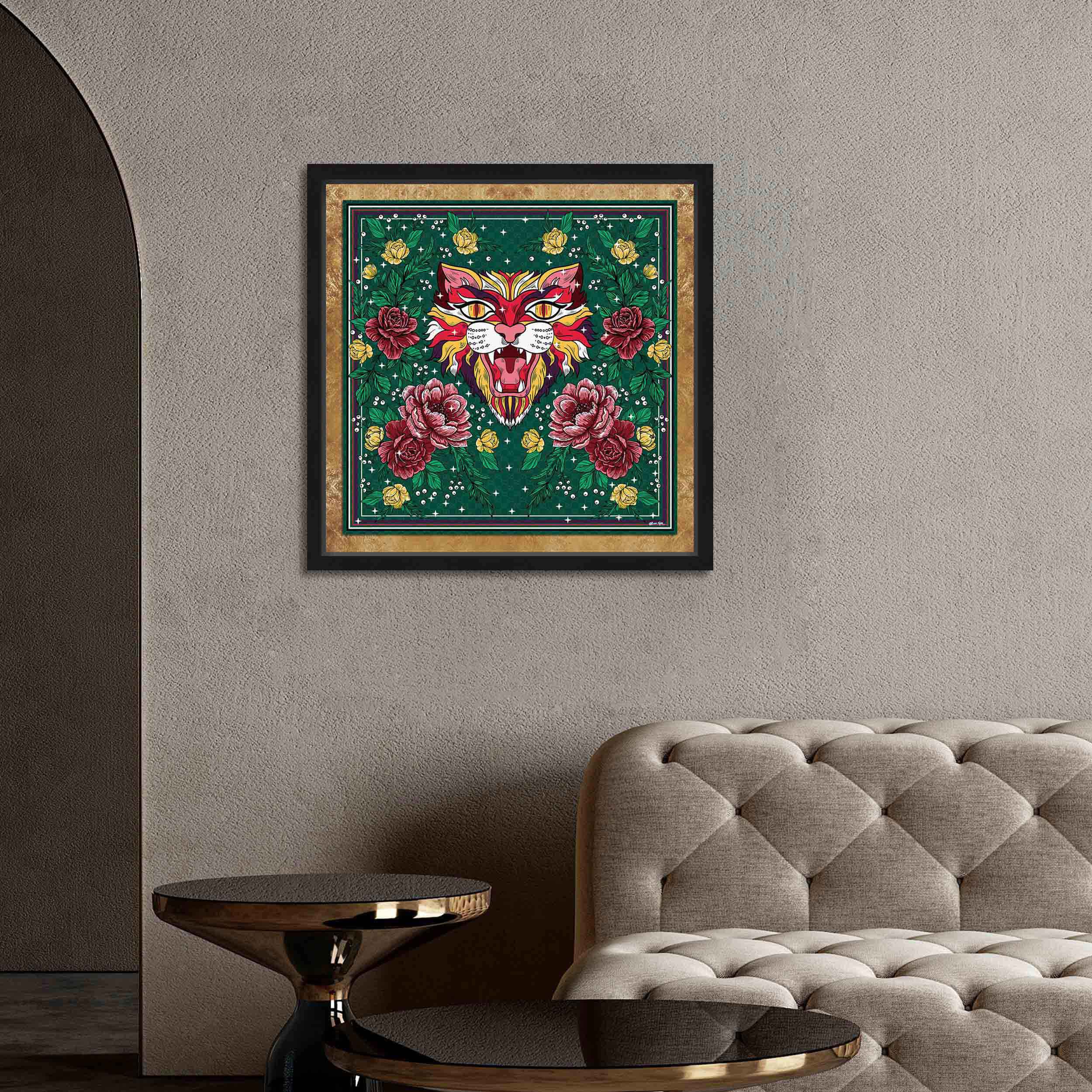 Floral Feline Roses - Displayed in a Shadowbox Main image