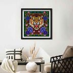 Floral Feline Roses Blue - Displayed in a Shadowbox