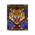 Floral Feline Roses Blue - Displayed in a Shadowbox