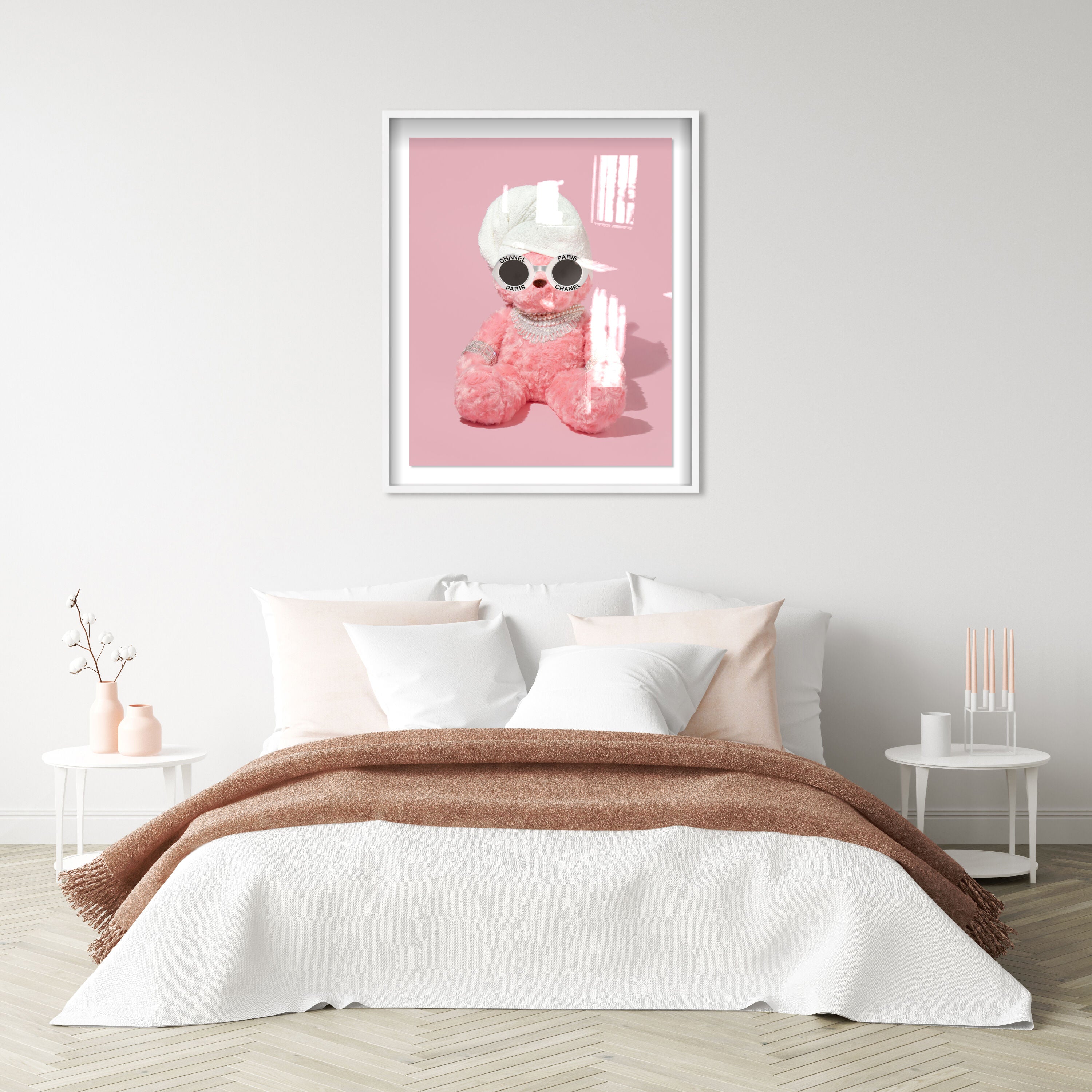 Teddy The Bae Pink - Displayed in a shadowbox