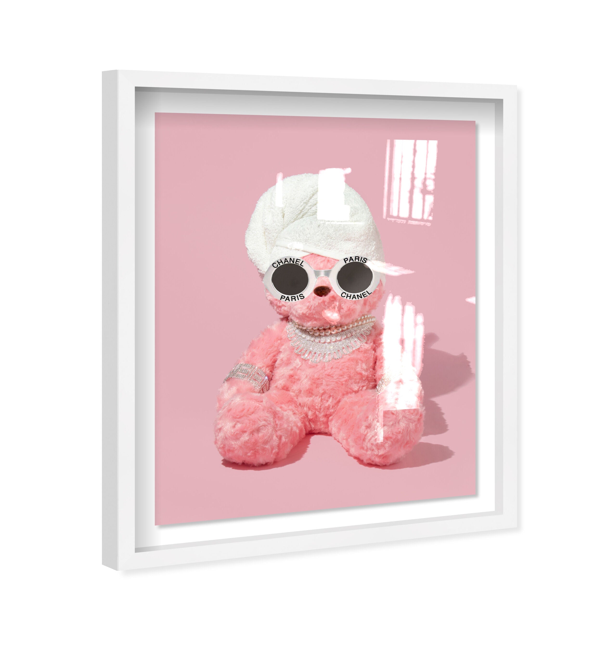 Teddy The Bae Pink - Displayed in a shadowbox