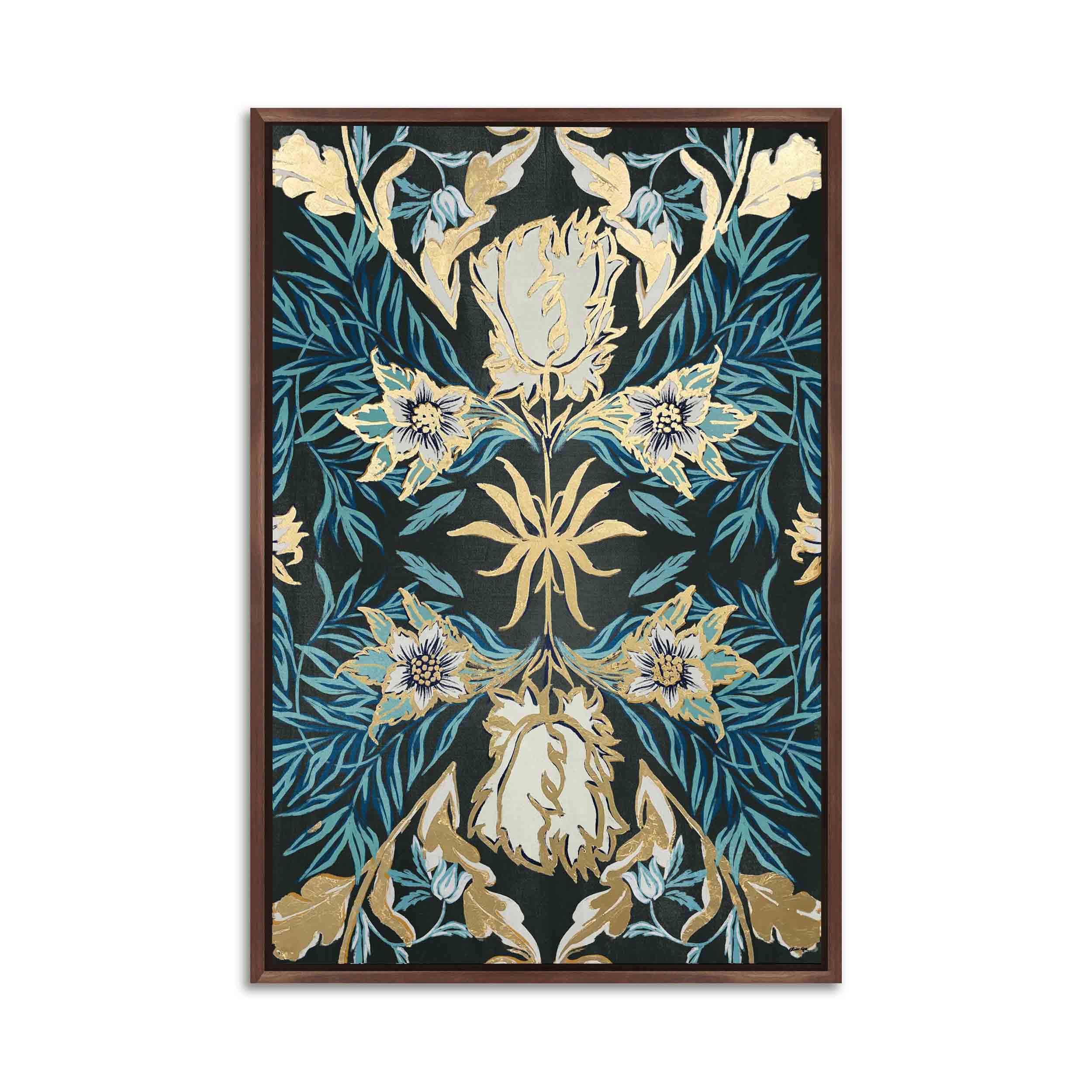 Four Equal Parts Floral - With Hand-Applied Gold Leaf Secondary image