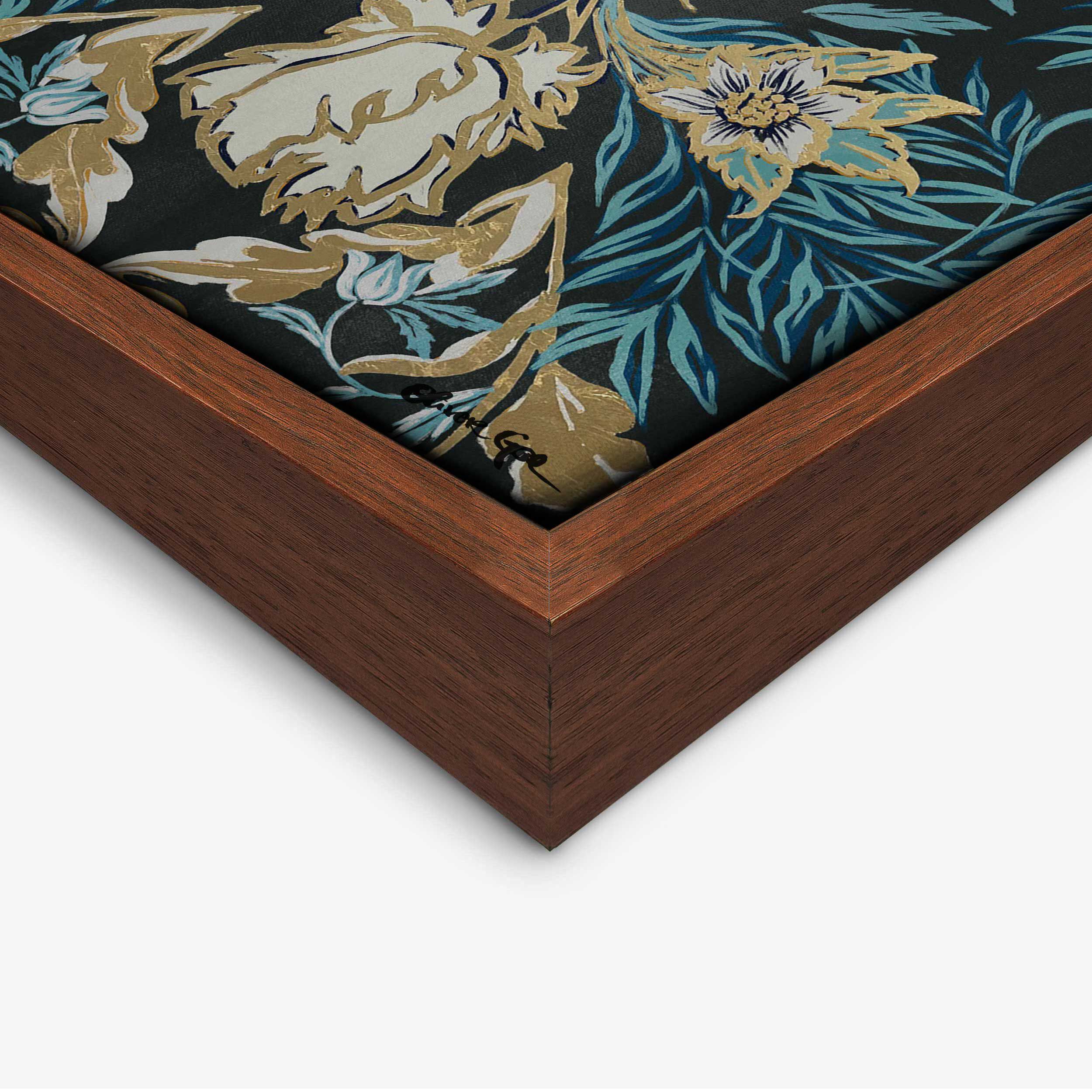 Four Equal Parts Floral - With Hand-Applied Gold Leaf