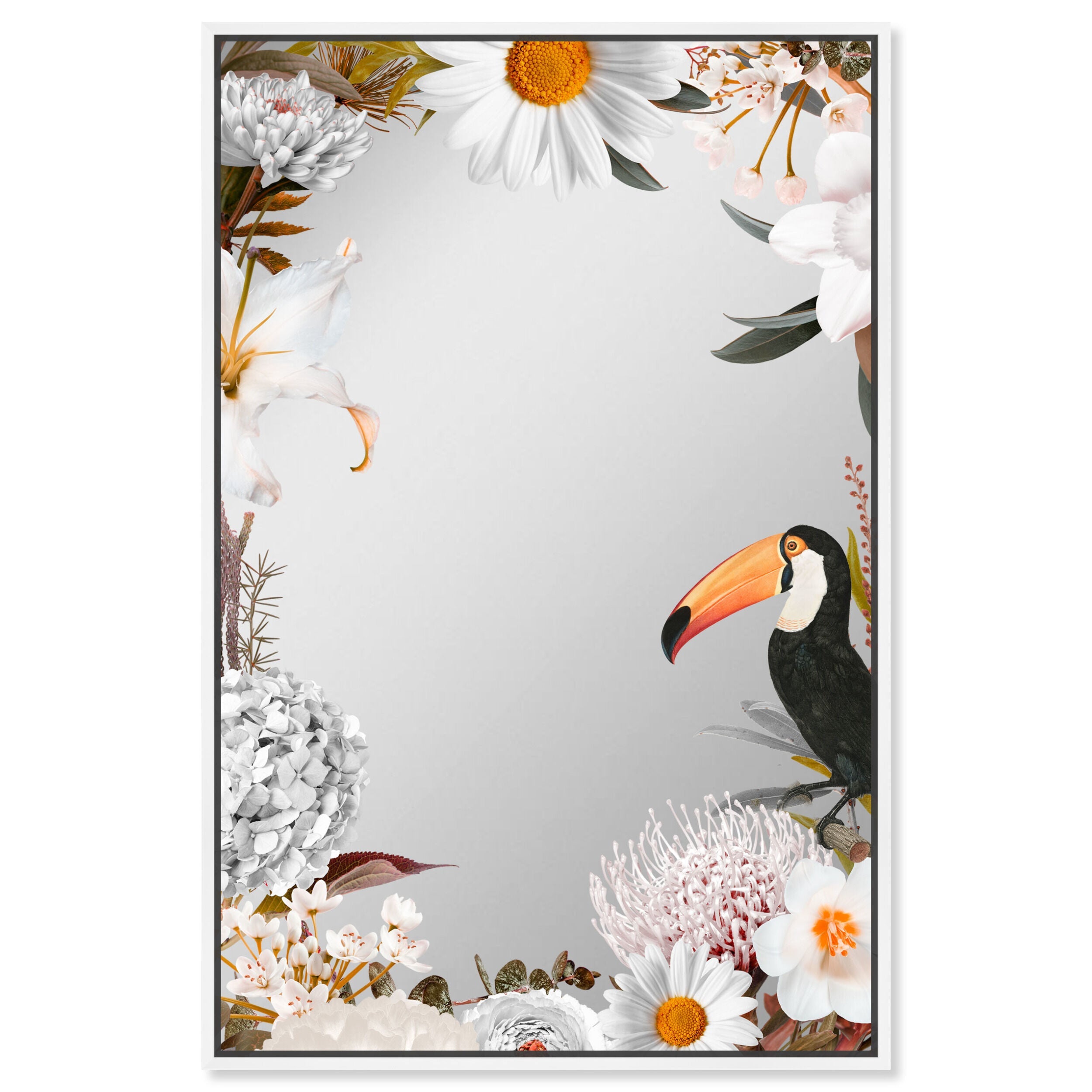 Tucan White Floral Mirror Main image
