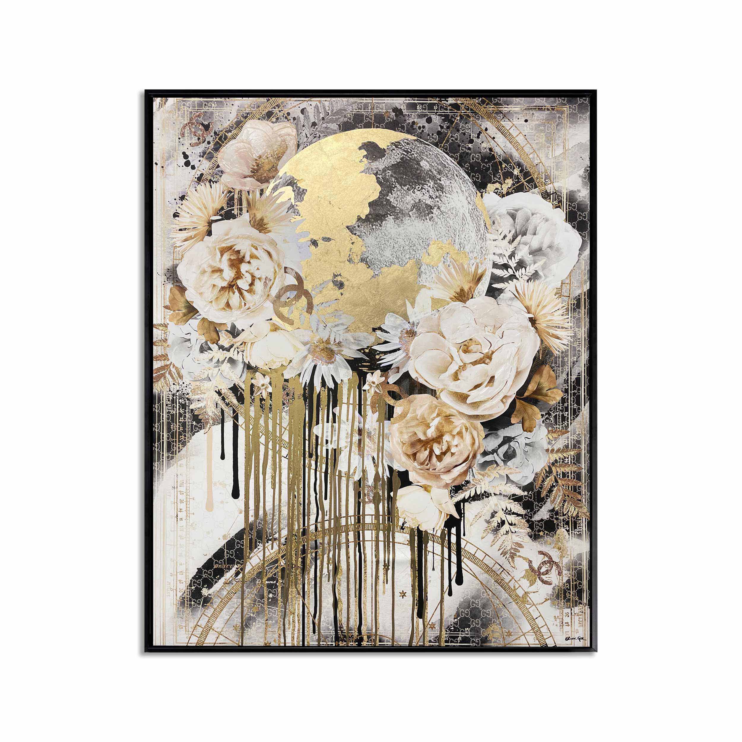 Celestrial Floral- With Hand-Burhsed Gel Coat and Gold Leaf