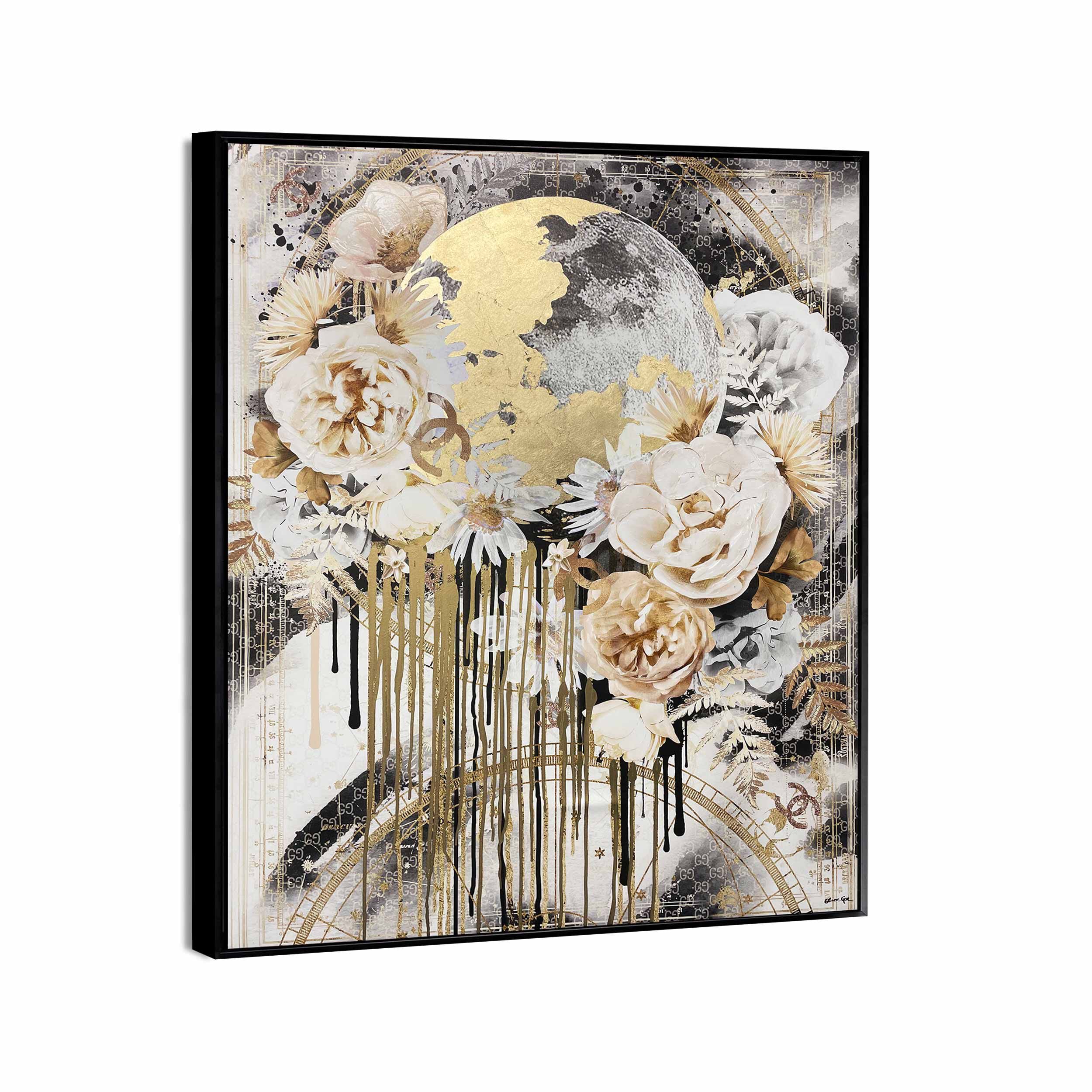 Celestrial Floral- With Hand-Burhsed Gel Coat and Gold Leaf