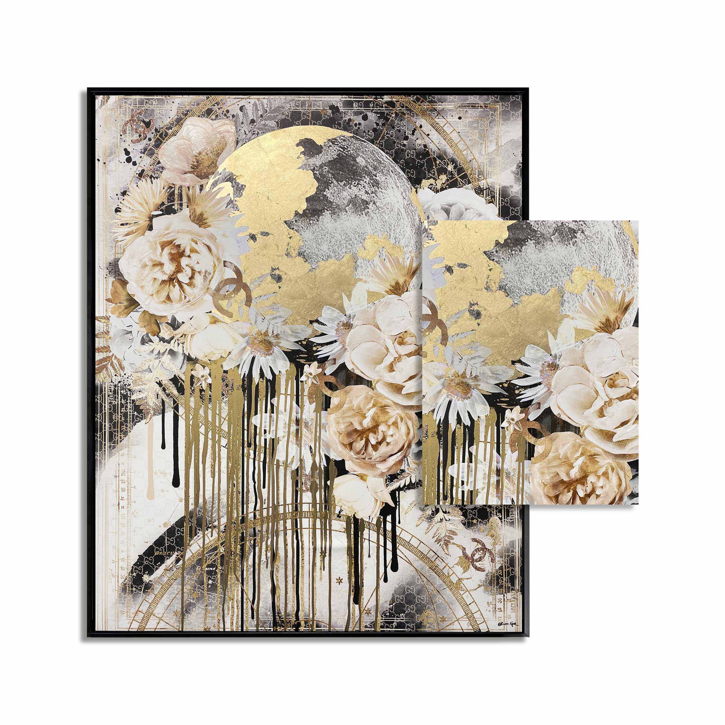 Celestrial Floral- With Hand-Burhsed Gel Coat and Gold Leaf
