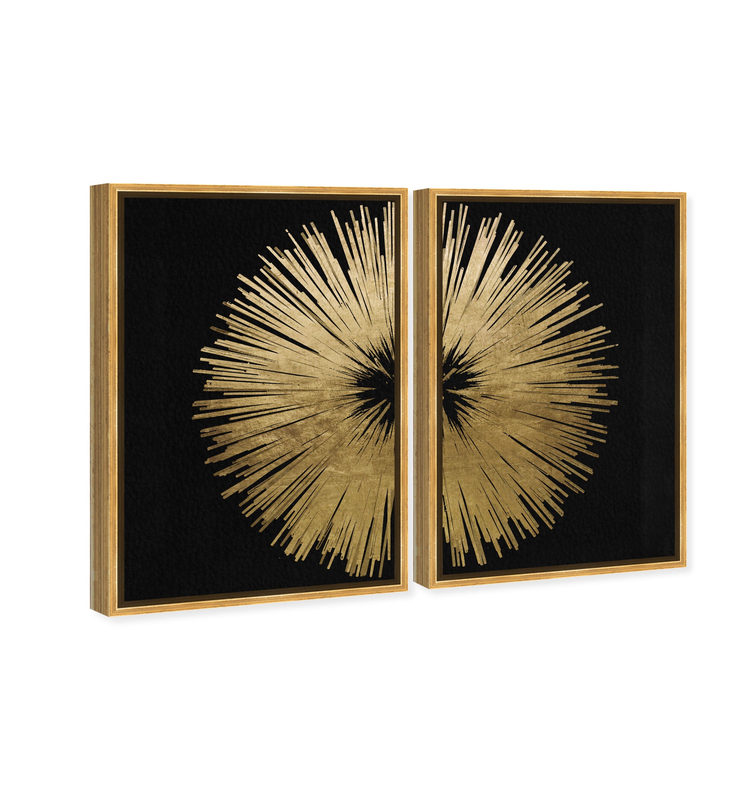 Sunburst Golden Night DIPTYCH - Displayed in a Floating Frame