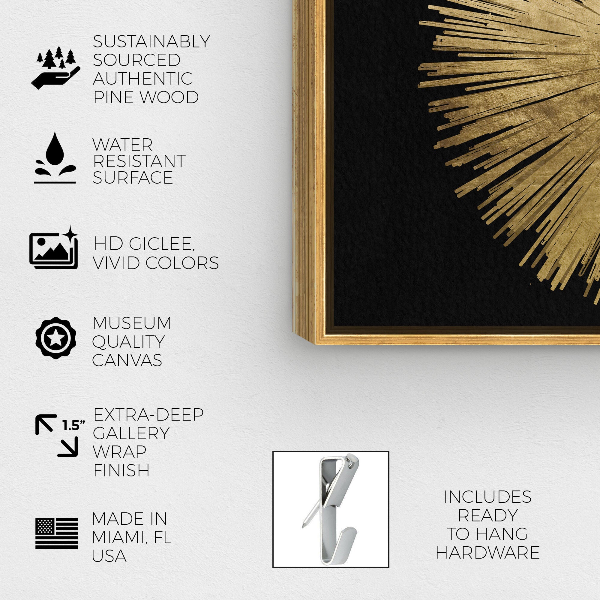 Sunburst Golden Night DIPTYCH - Displayed in a Floating Frame