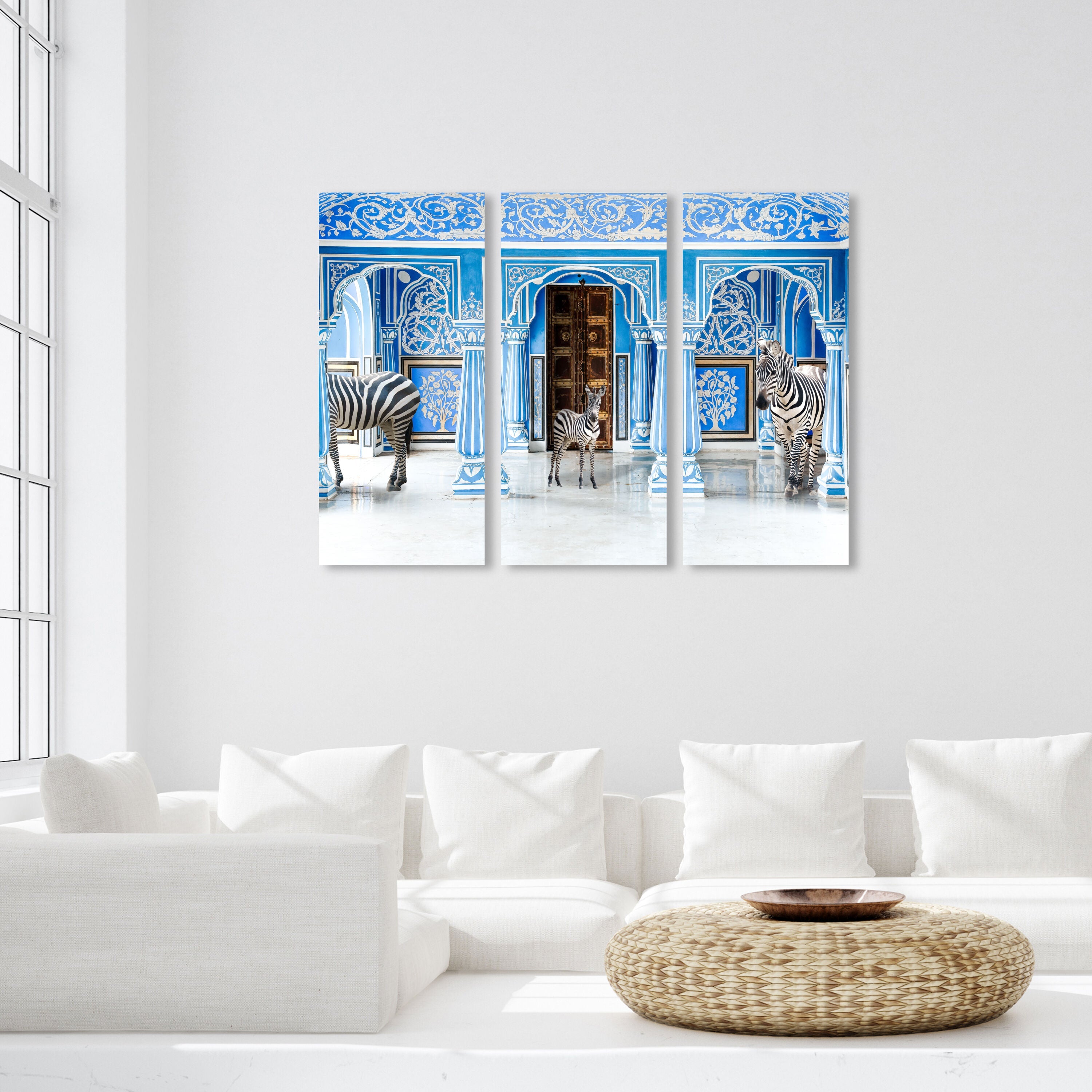 Zebra Blues TRIPTYCH - Premium canvas Main image