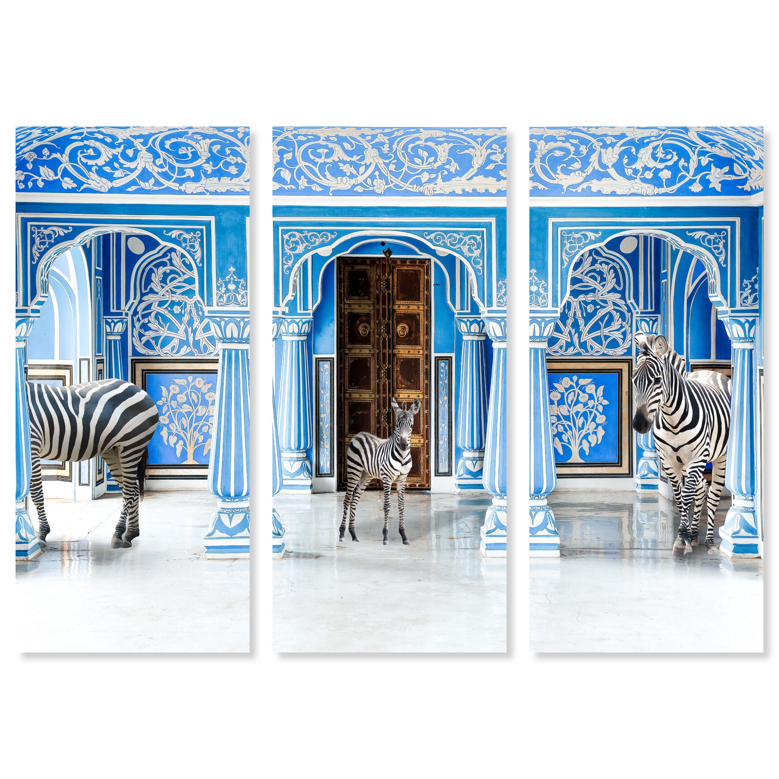 Zebra Blues TRIPTYCH - Premium canvas Secondary image