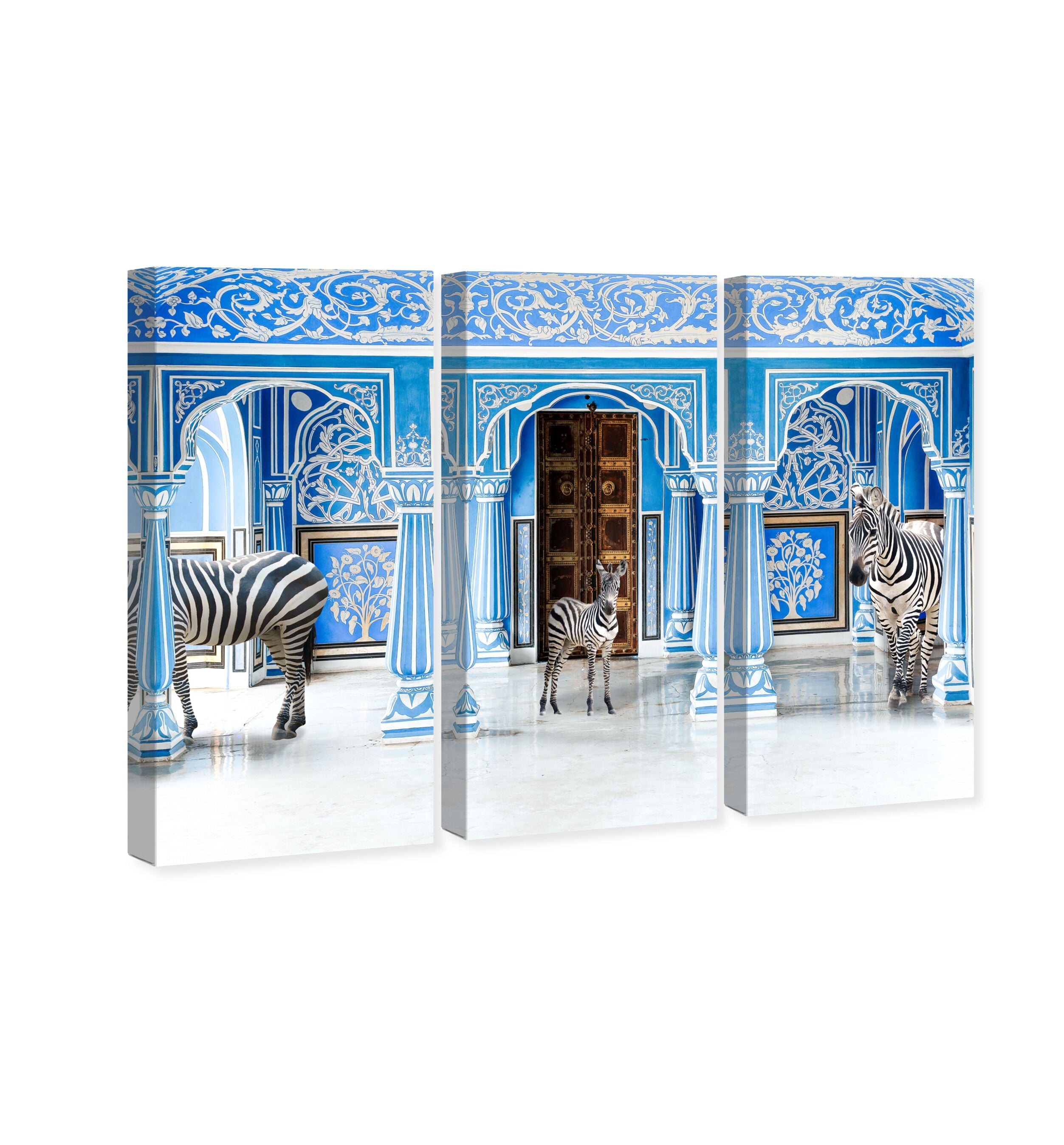 Zebra Blues TRIPTYCH - Premium canvas