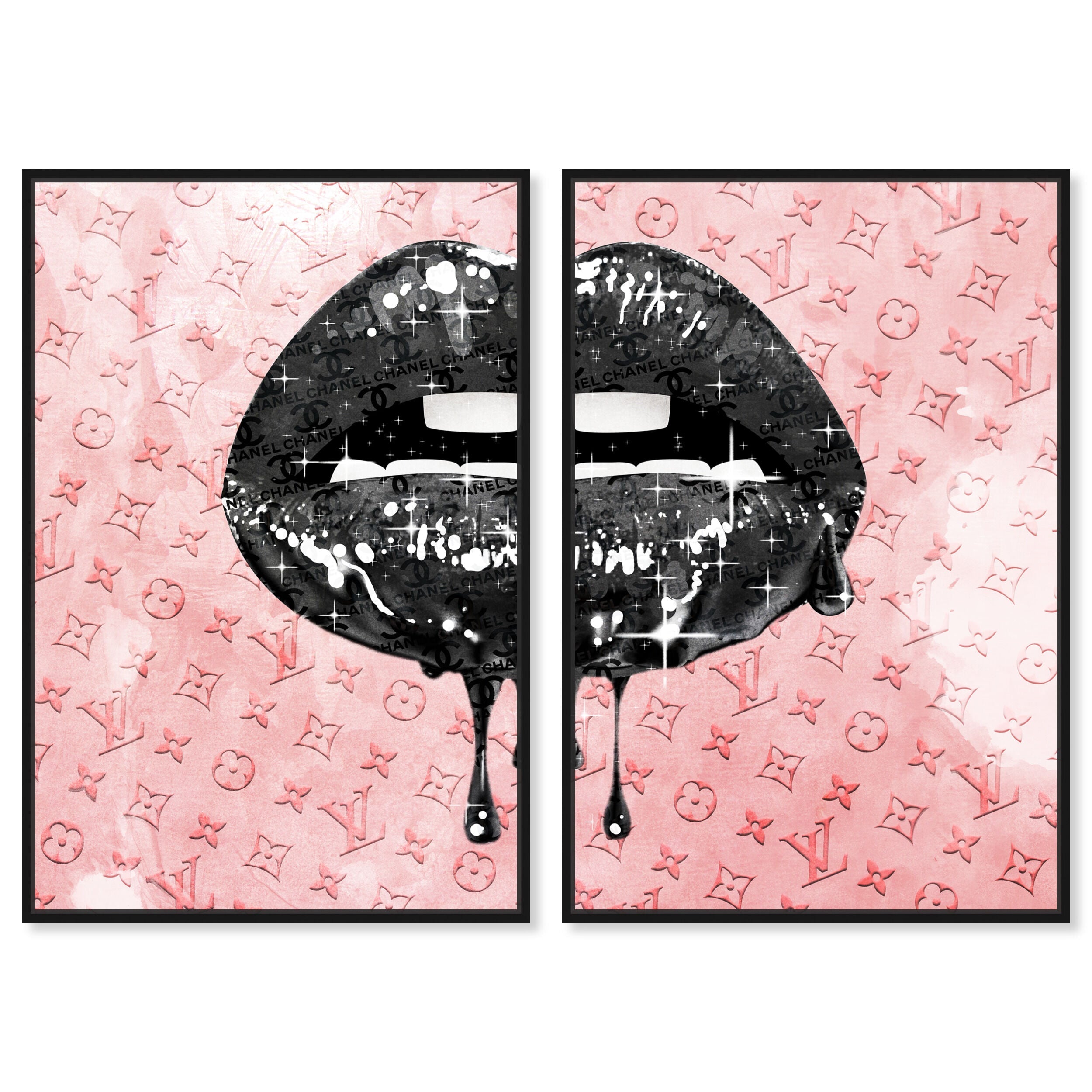 Noir and Blush Lips DIPTYCH - Displayed in a Floating Frame Secondary image