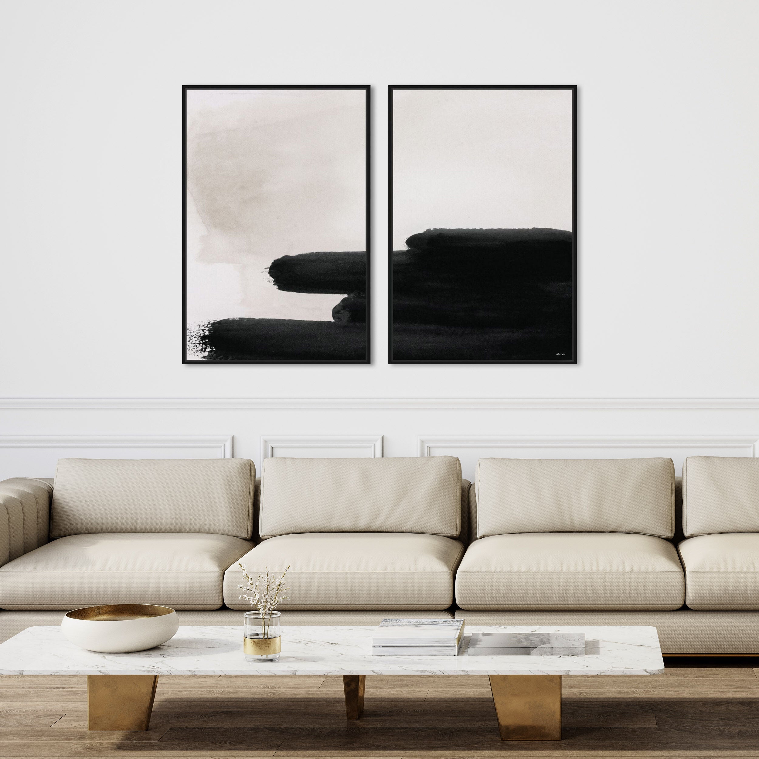 Degrade en Negro DIPTYCH - With hand-applied Heavy Gel Top Coat