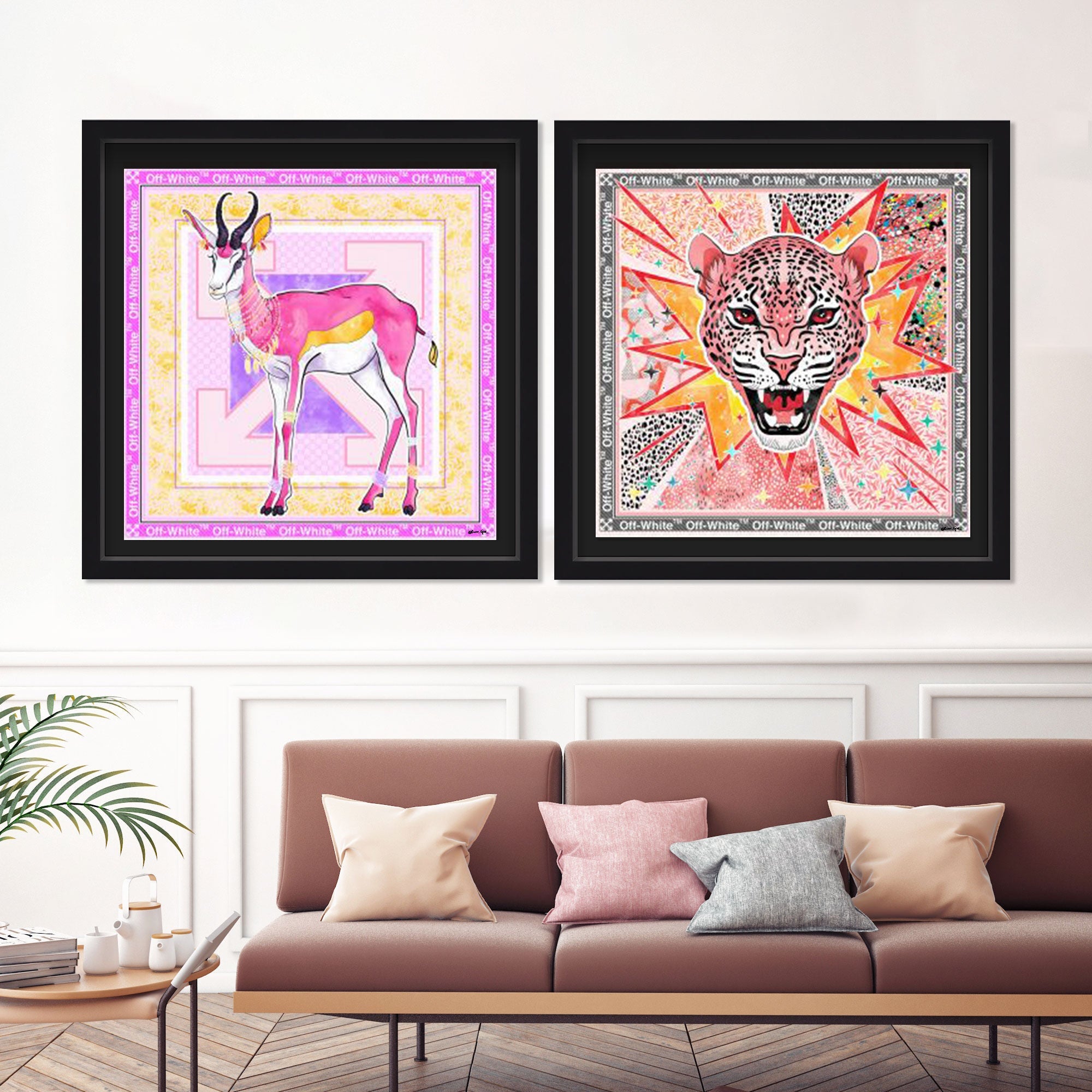 MAGENTA ANIMAL SET - Displayed in a shadowbox Main image