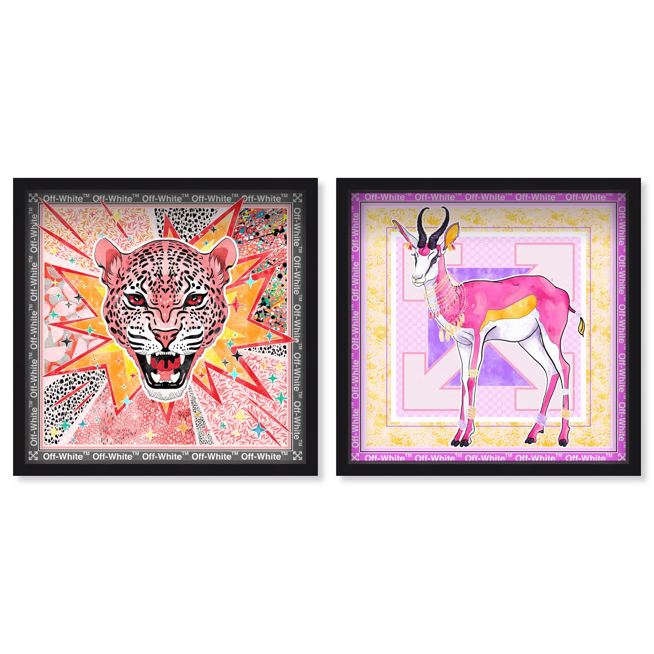 MAGENTA ANIMAL SET - Displayed in a shadowbox Secondary image