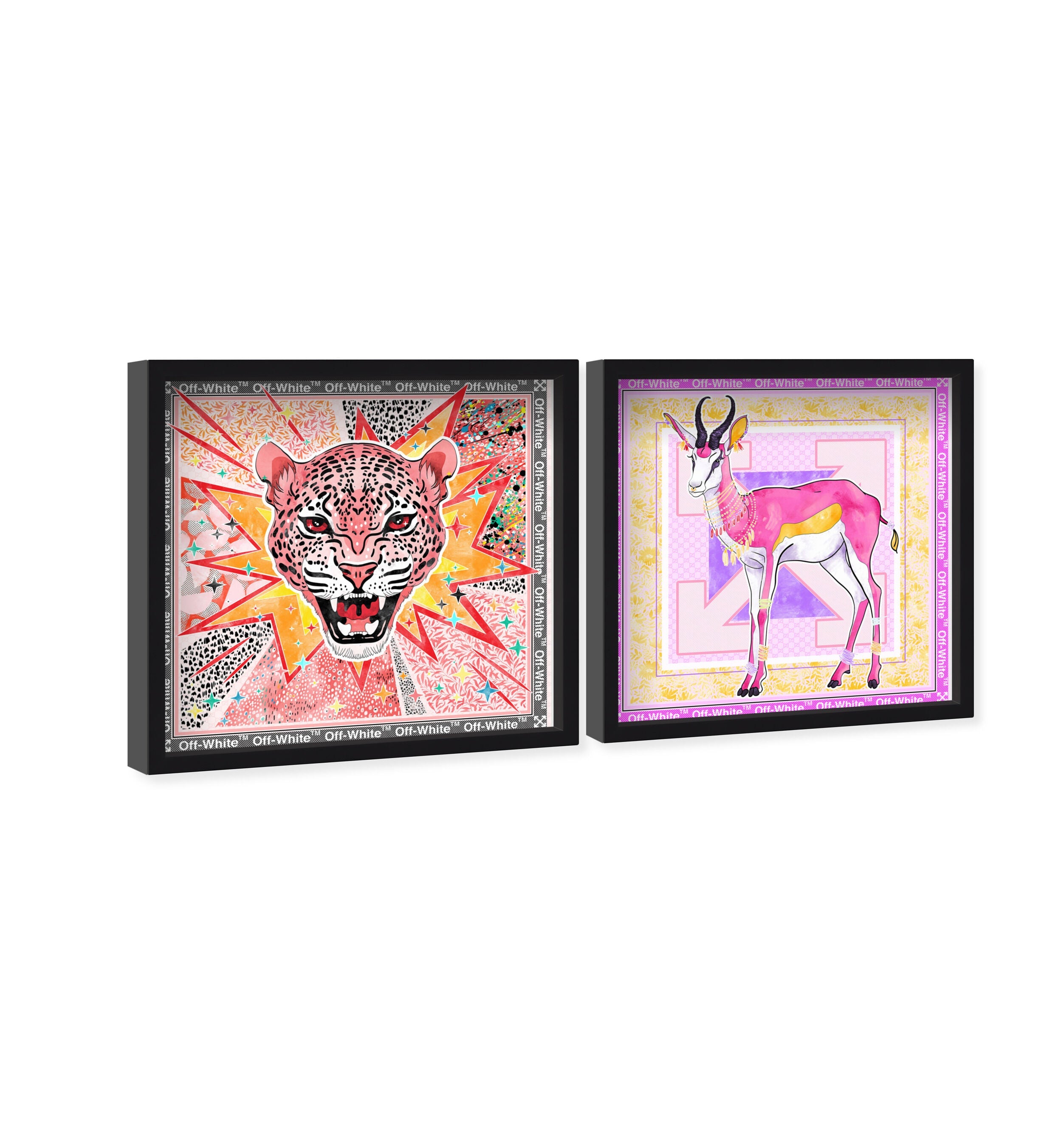 MAGENTA ANIMAL SET - Displayed in a shadowbox