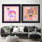 MAGENTA ANIMAL SET - Displayed in a shadowbox