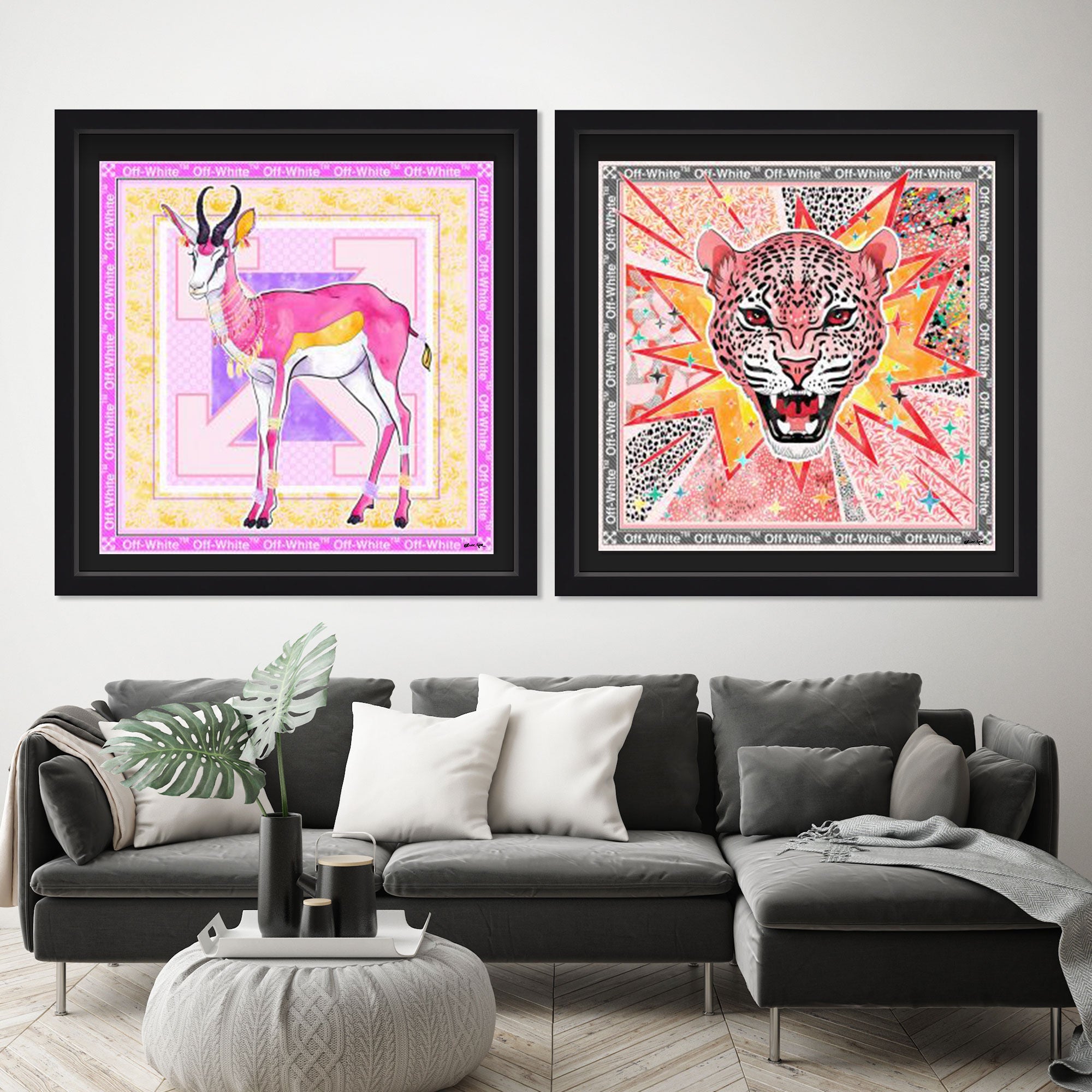 MAGENTA ANIMAL SET - Displayed in a shadowbox