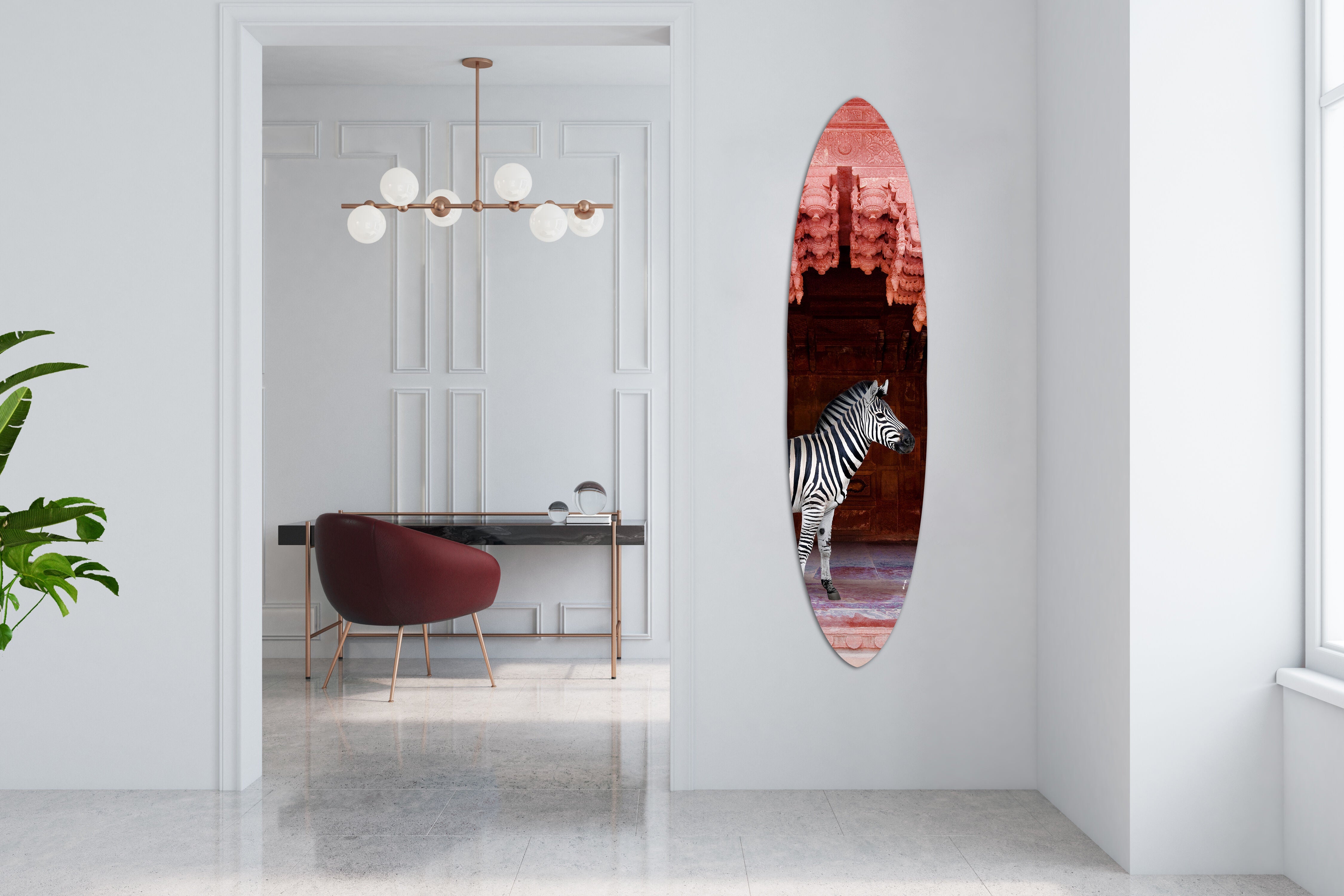 Zebras Apartment is Coral Pink - Decorative Acrylic Surfboard Main image
