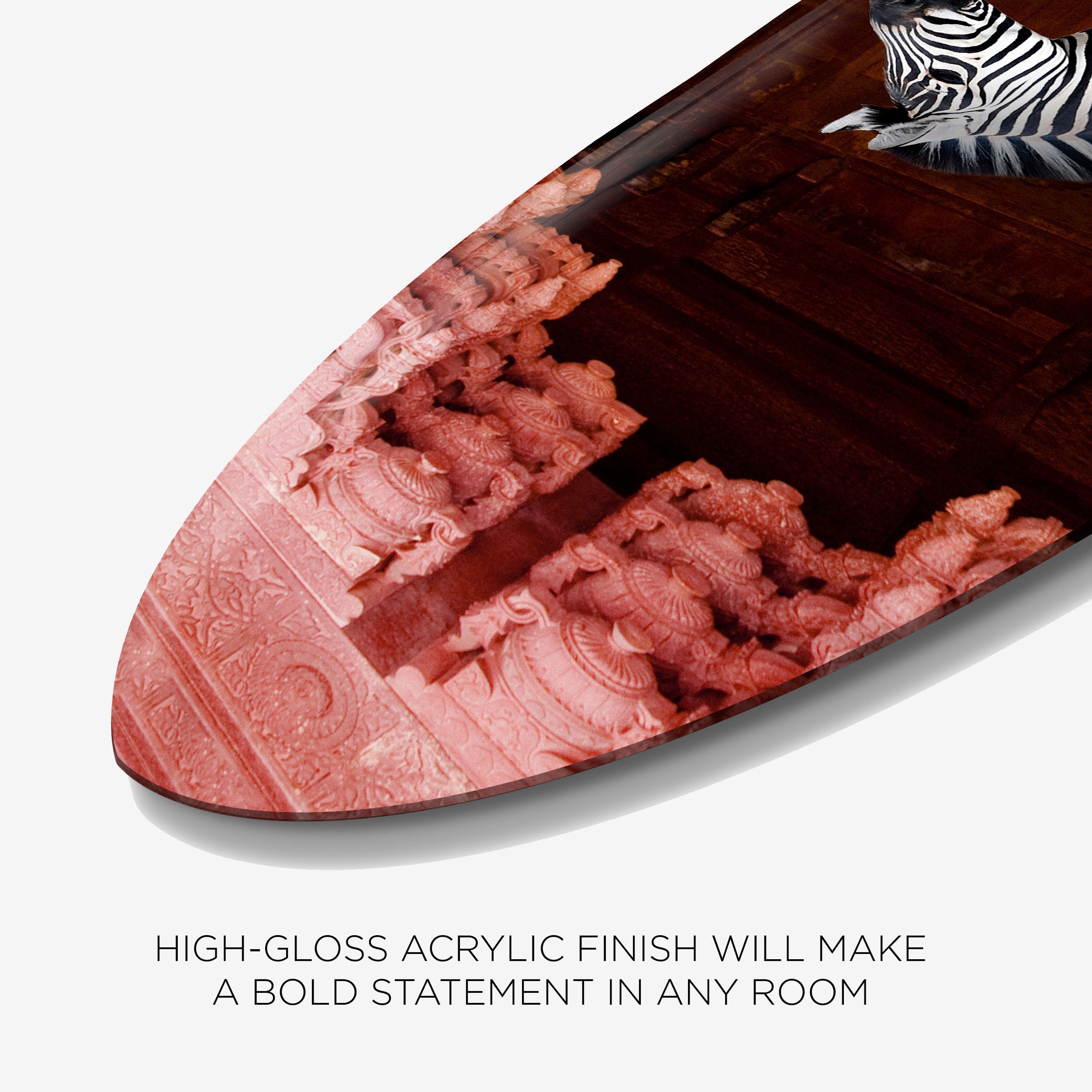 Zebras Apartment is Coral Pink - Decorative Acrylic Surfboard Secondary image