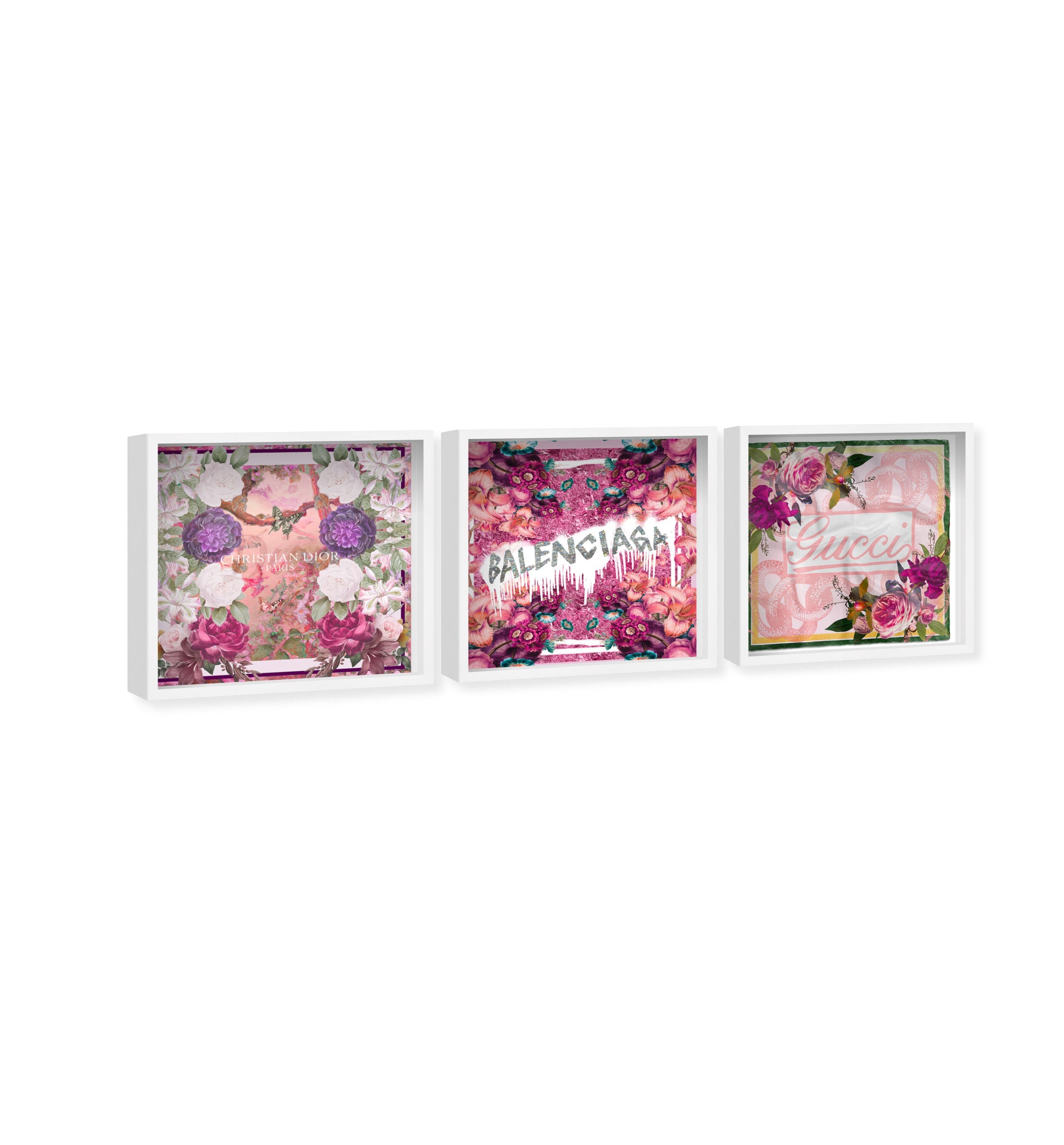 Pink Cube Floral Set of 3 - Displayed in a Shadowbox Secondary image
