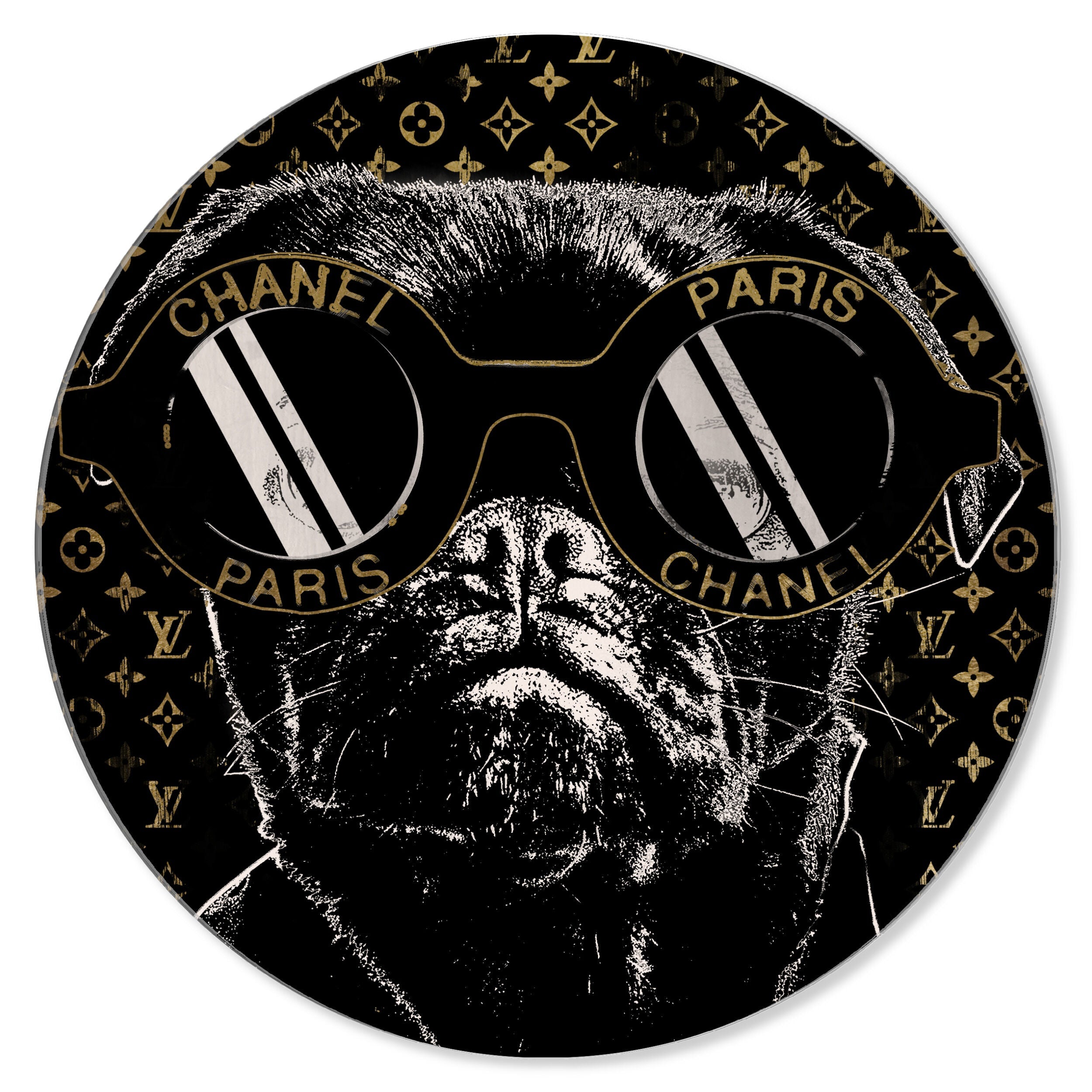Fashion Noir Frenchie - Round Acrylic Art Main image