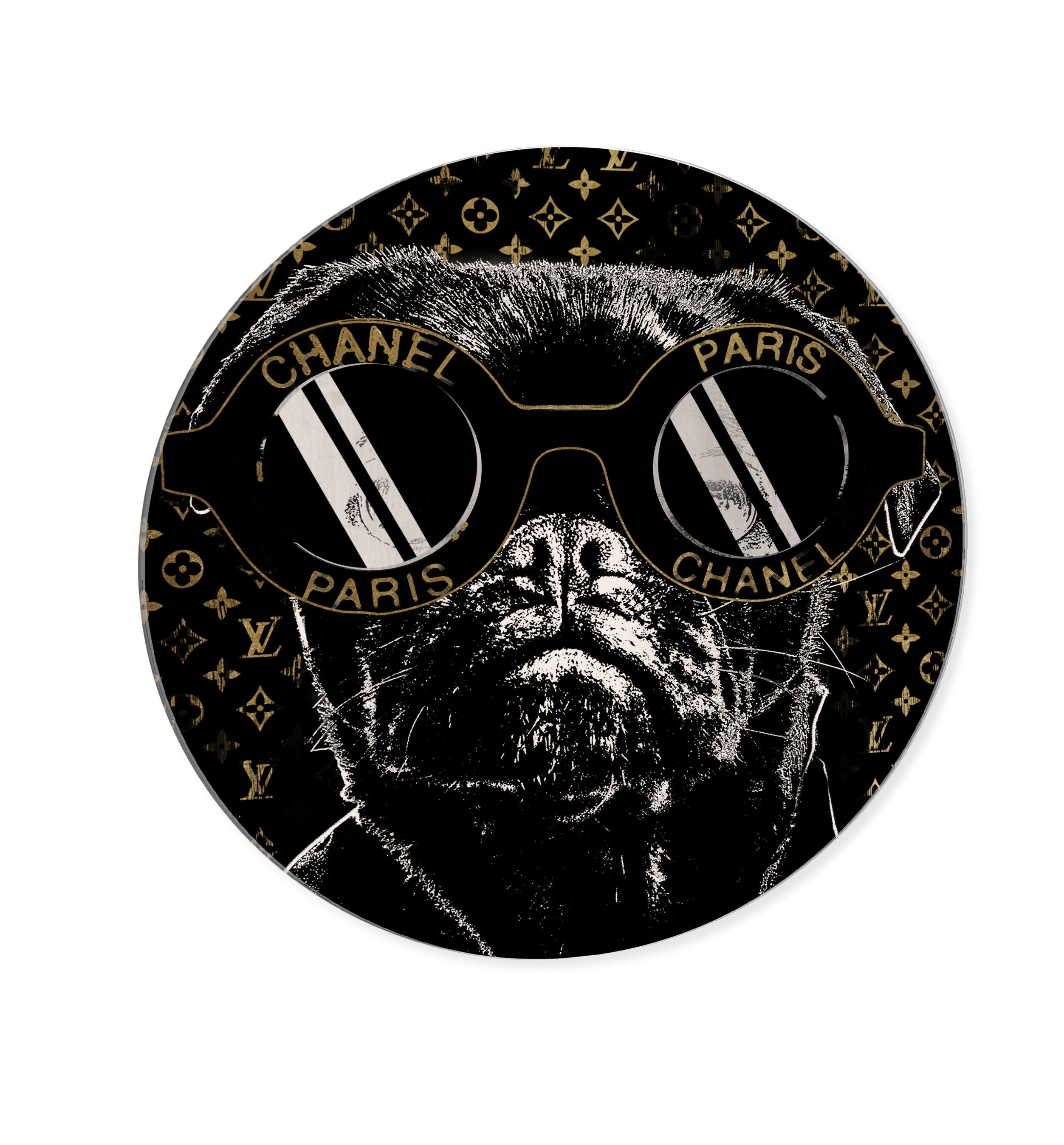 Fashion Noir Frenchie - Round Acrylic Art