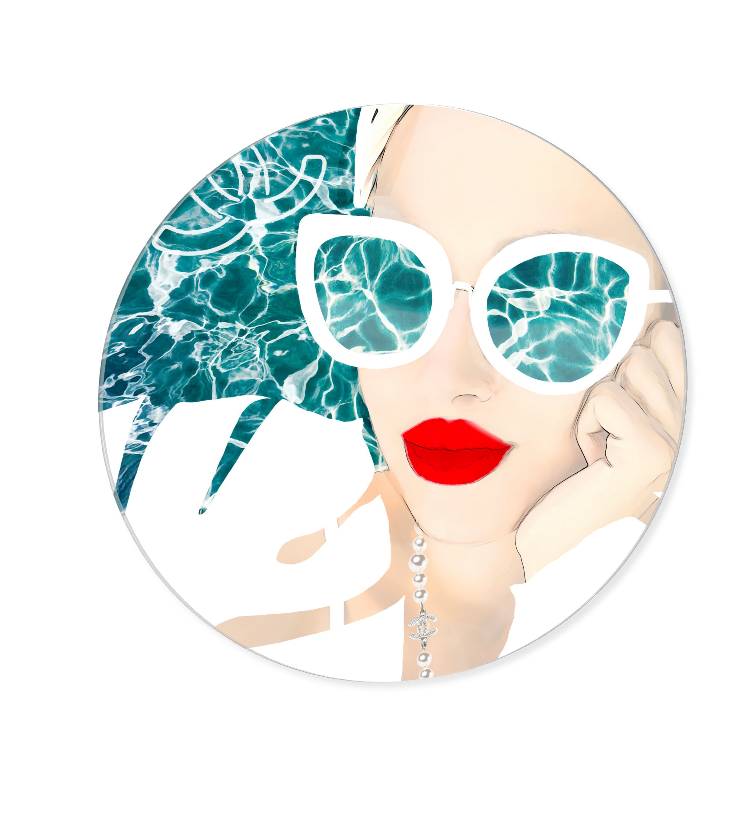 MariPily in White - Round Acrylic Art
