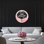 NOIR AND BLUSH LIPS - ROUND ACRYLIC ART