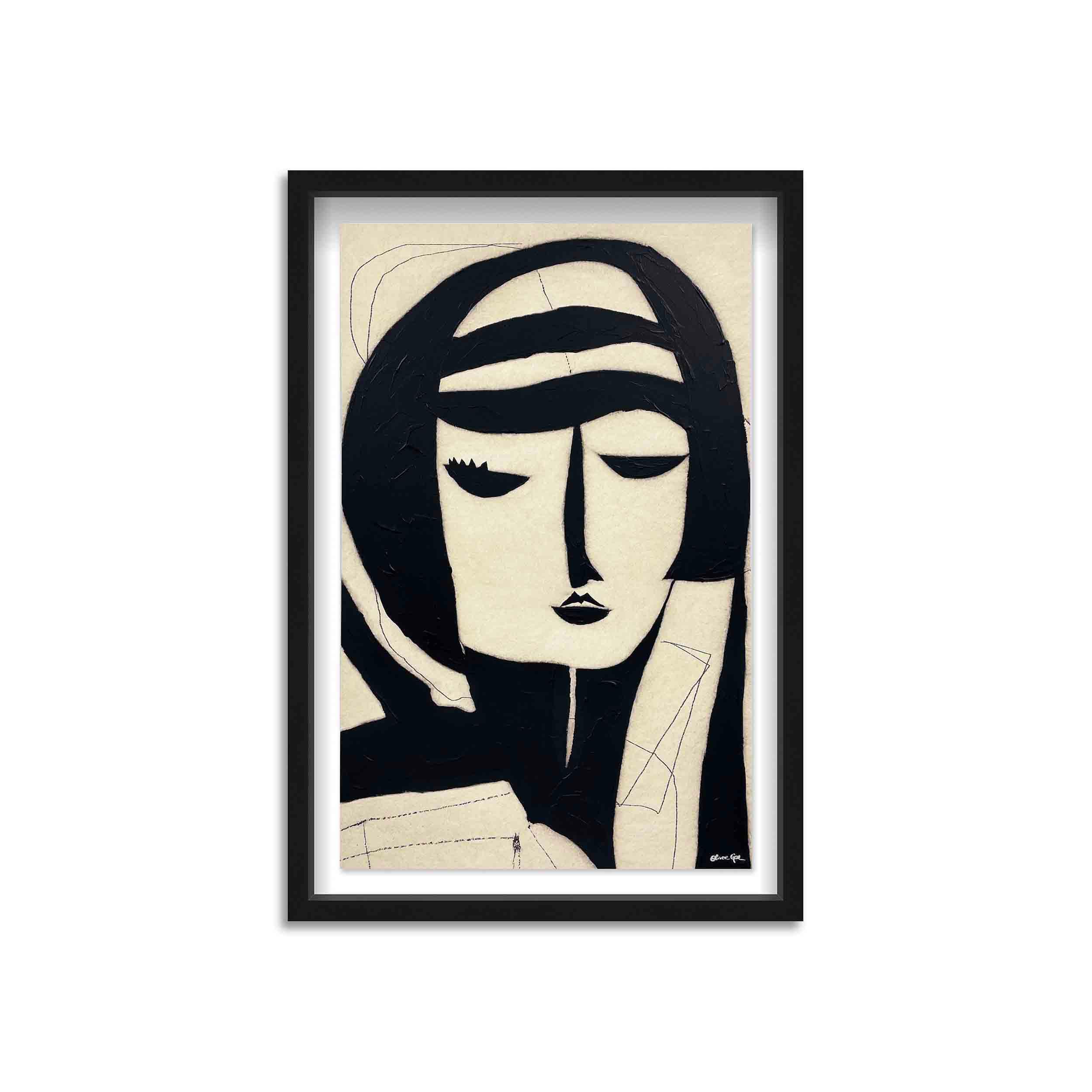 Woman In Thought - With Hand-Applied Acrylic Paint Secondary image
