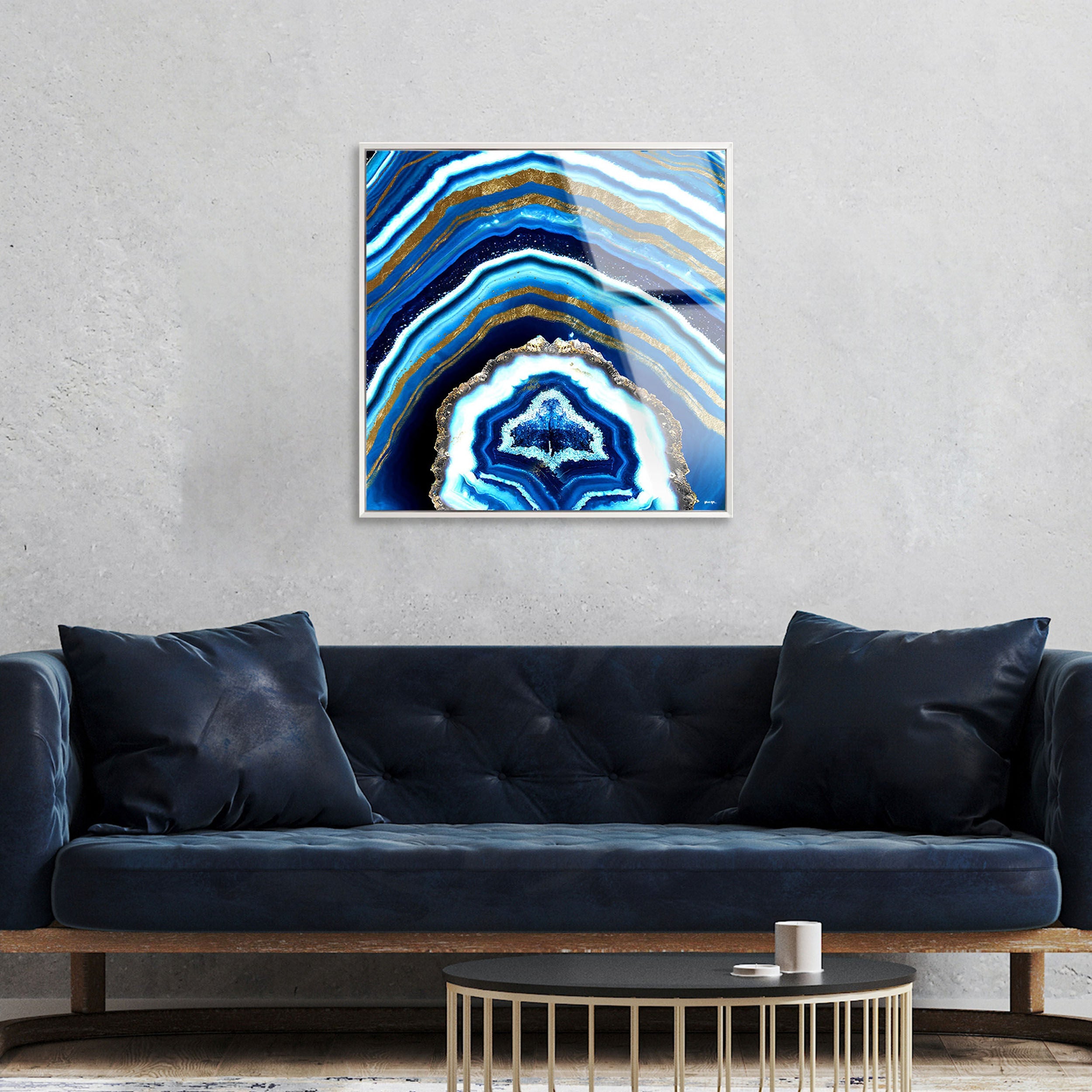 Adore Cyan Geode - Framed Acrylic Art