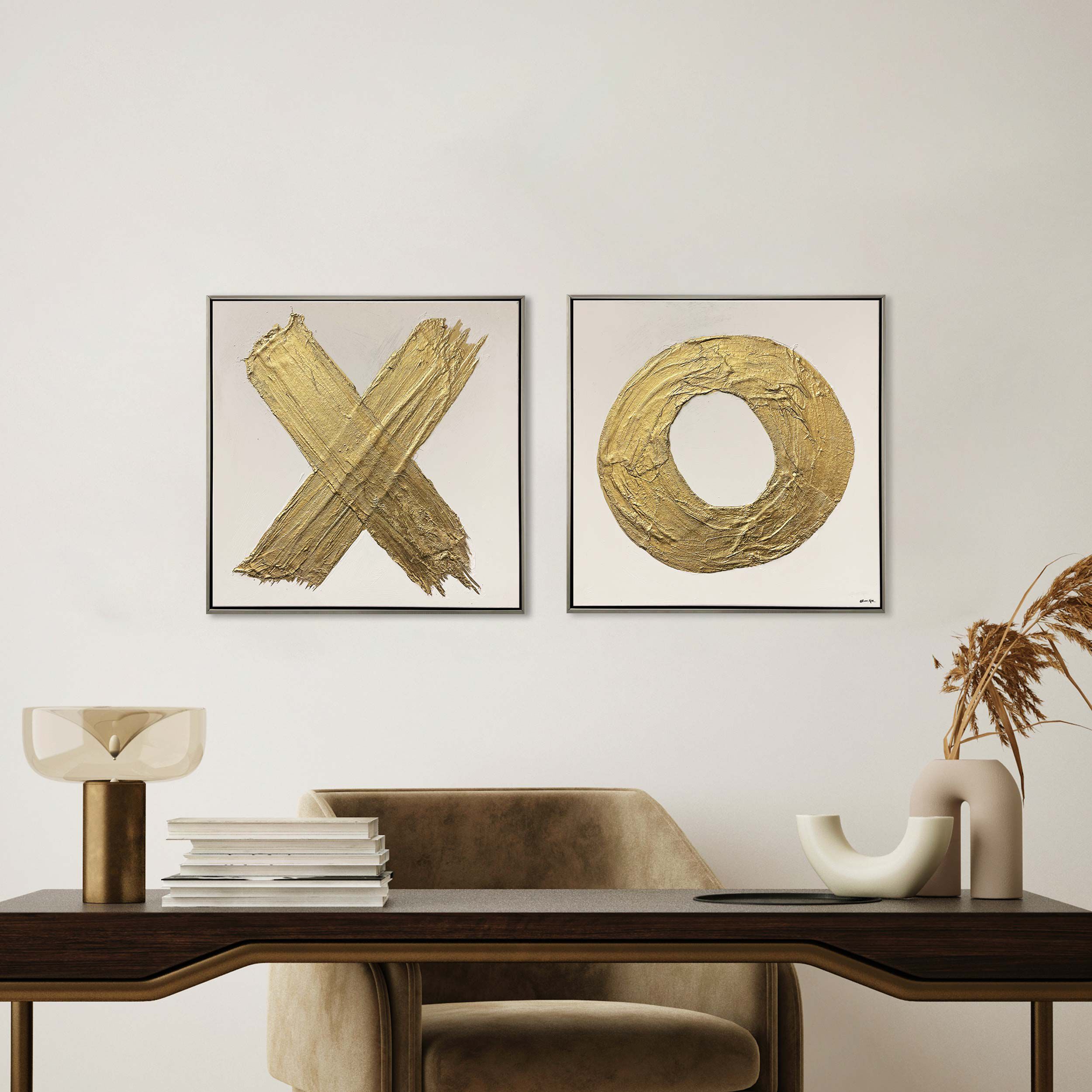 Love XO Set of 2- With Hand-laid Plaster and Acrylic Paint