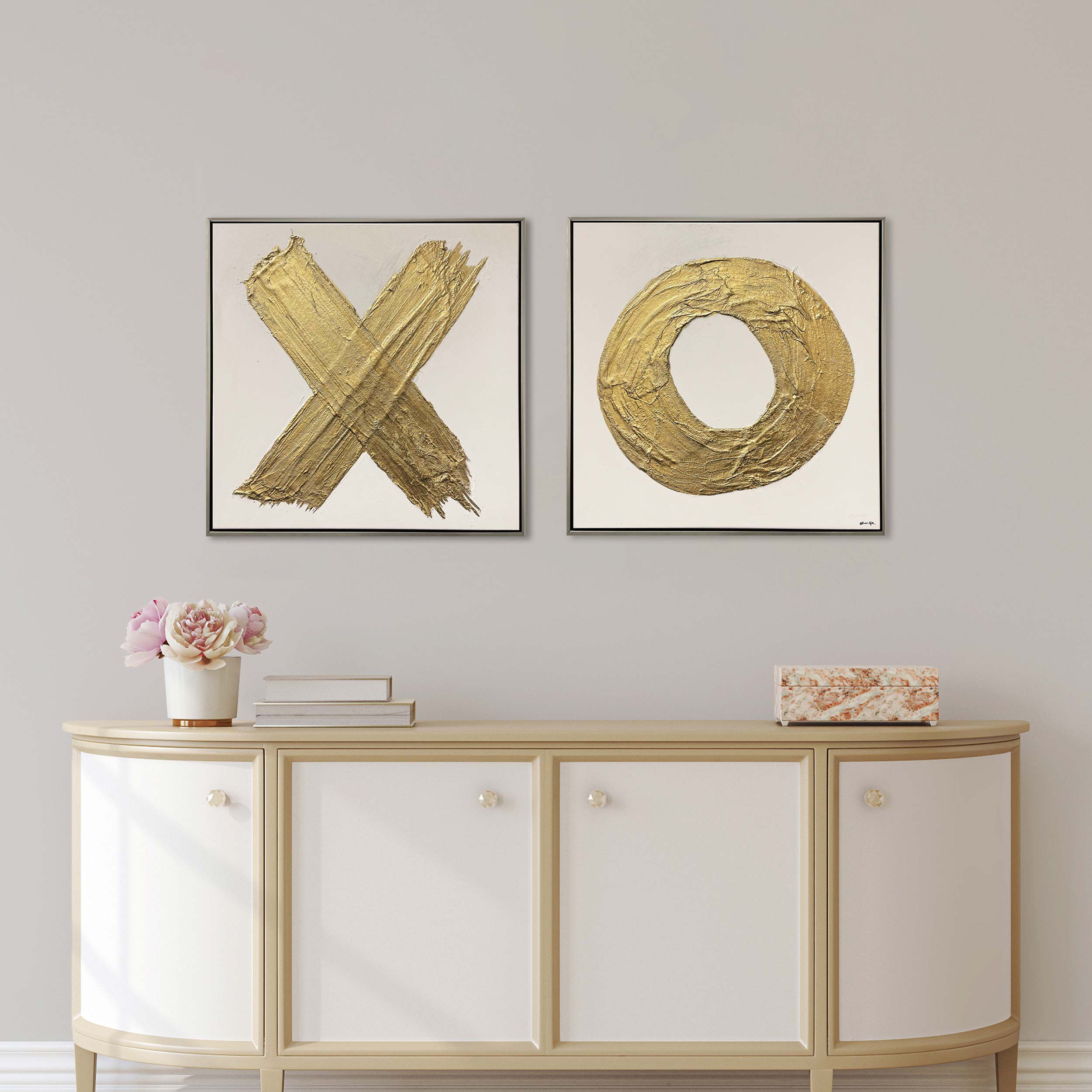 Love XO Set of 2- With Hand-laid Plaster and Acrylic Paint