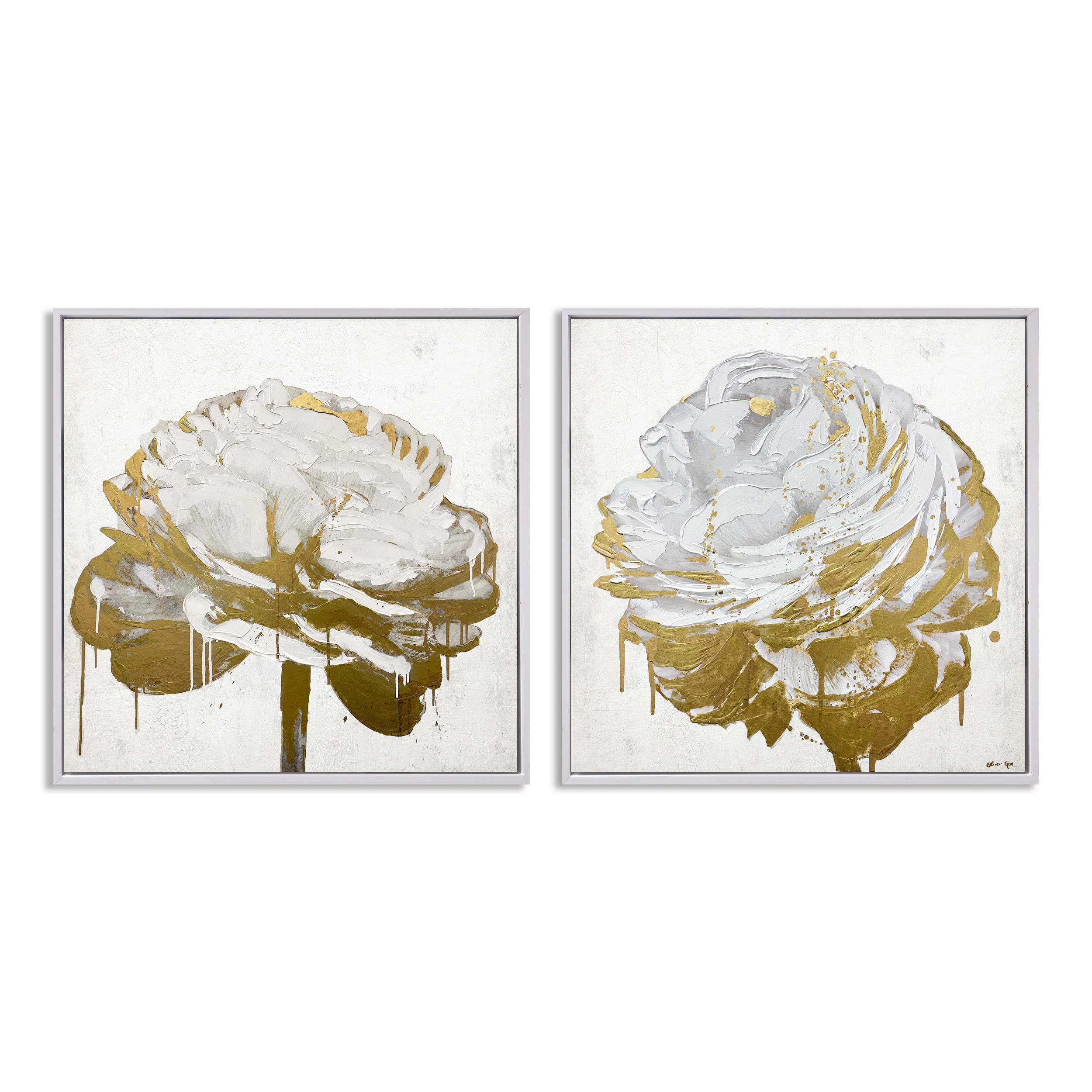 Gilded Floral Set of 2- With Hand-Brushed Gel Coat and Acrylic Paint Brushwork Secondary image