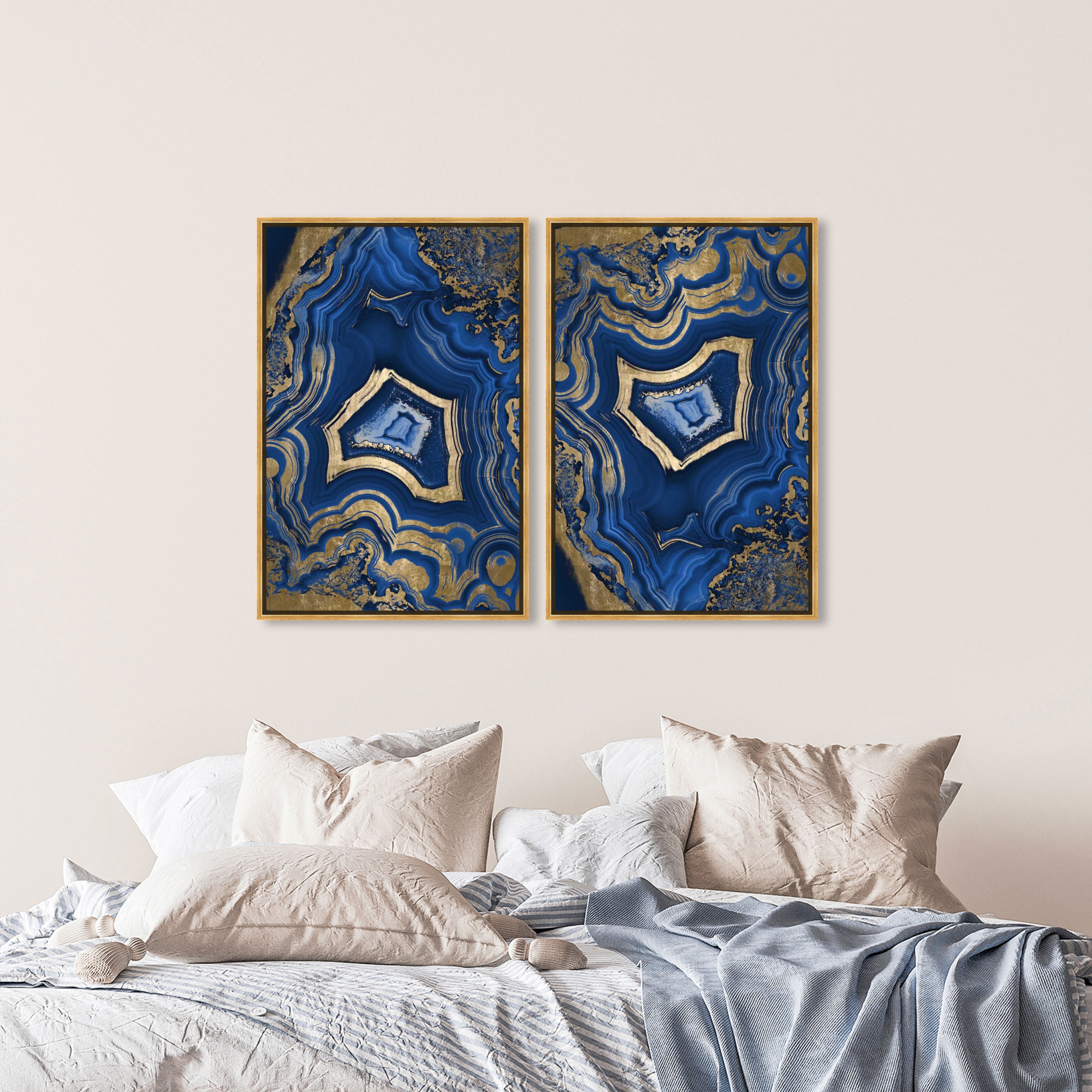 Blue Geode Waves - 2 Piece Set - With Gold Leaf