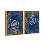 Blue Geode Waves - 2 Piece Set - With Gold Leaf