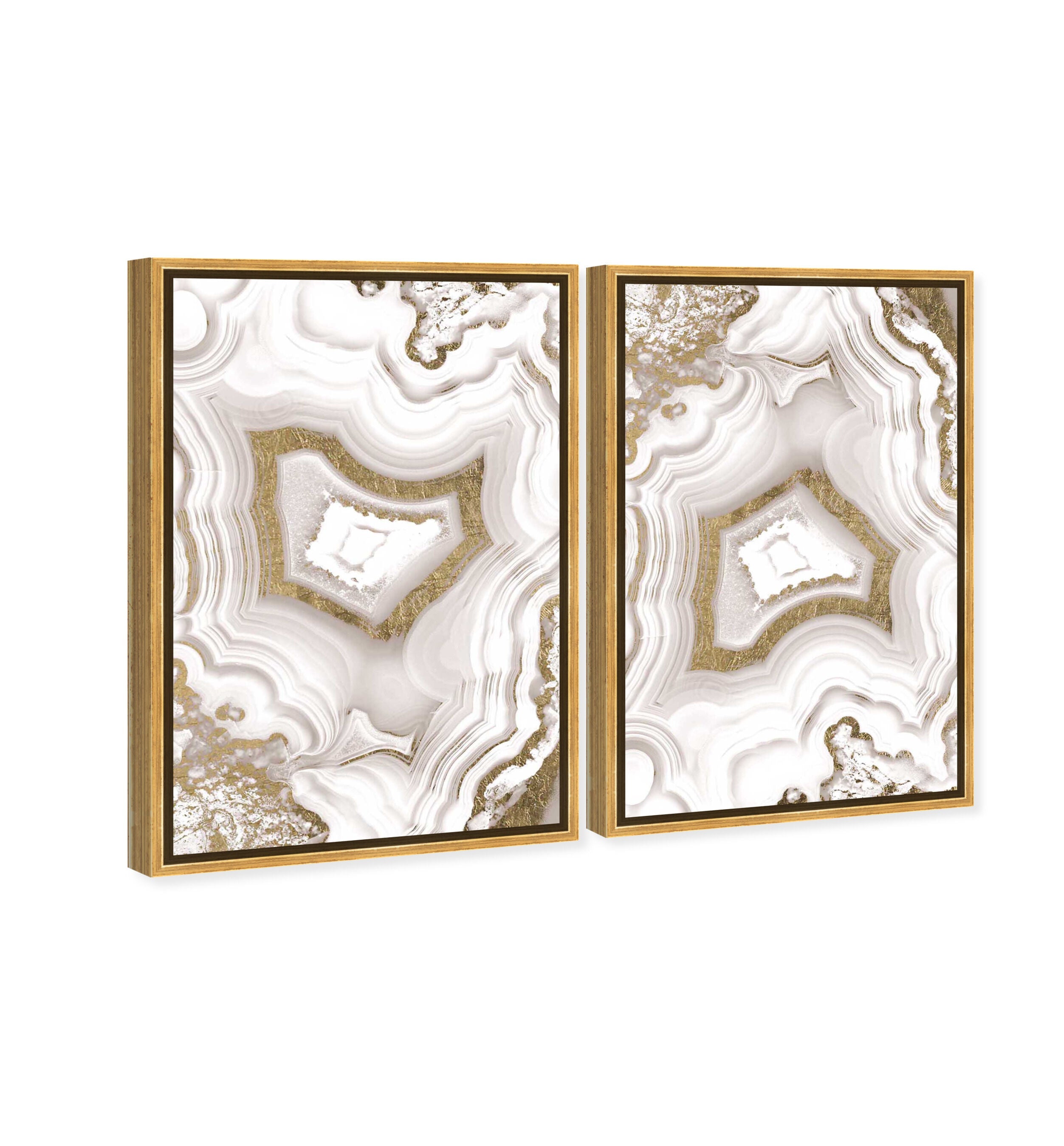 Gold Geode Waves - 2 Piece Set - With Gold Leaf