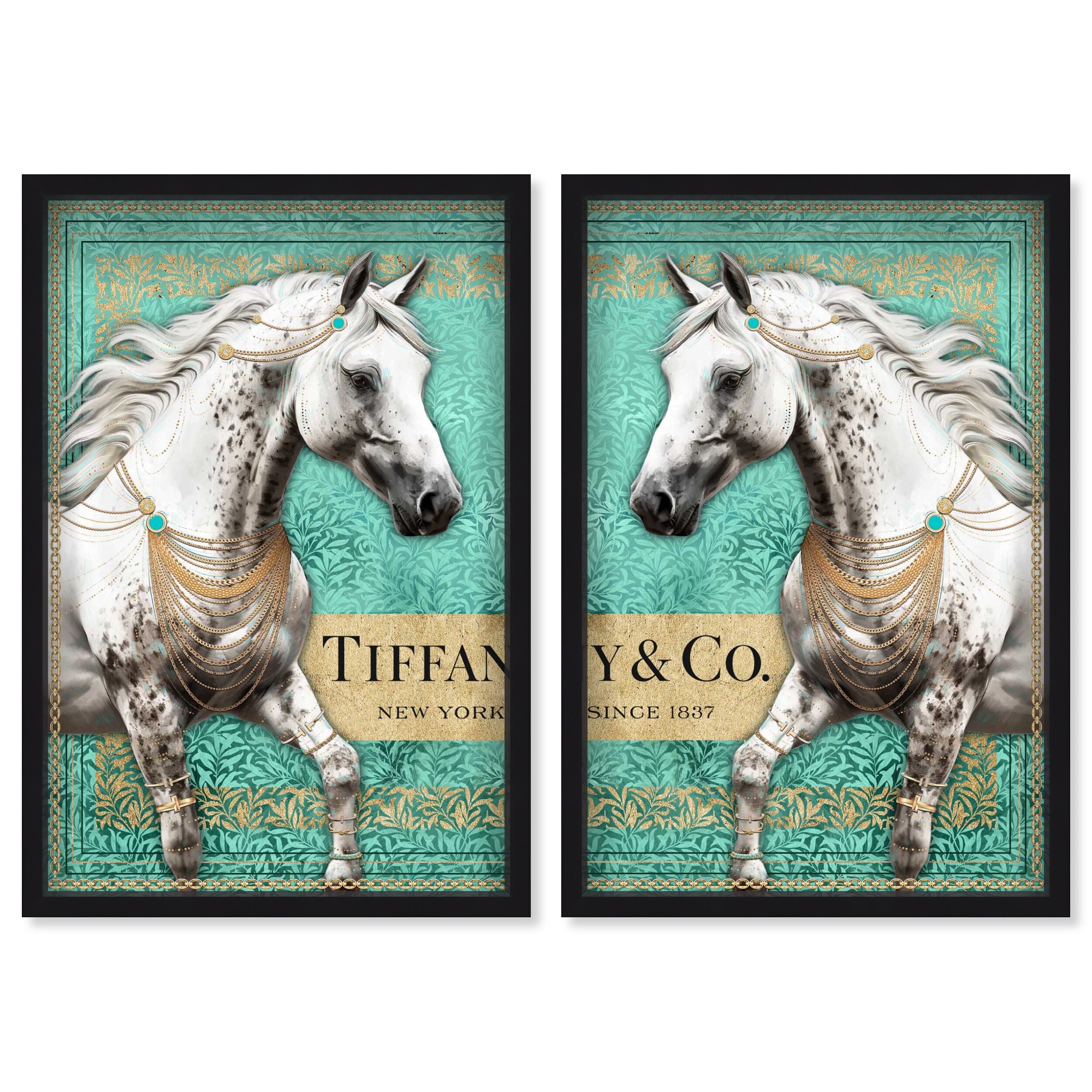 Teal Gilded Grace Duo - With Gold Leaf
