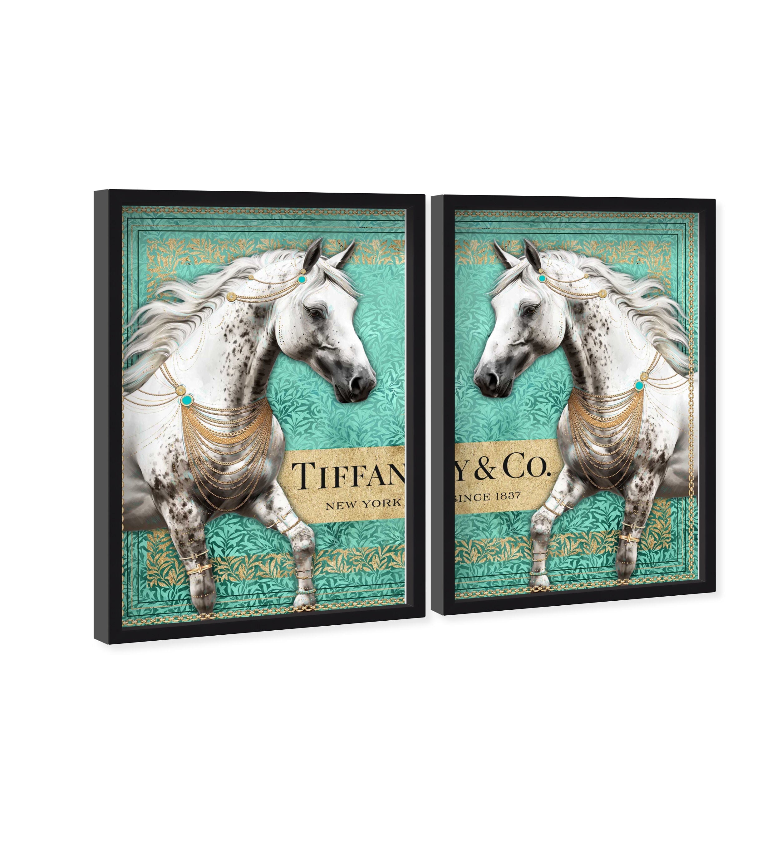 Teal Gilded Grace Duo - With Gold Leaf