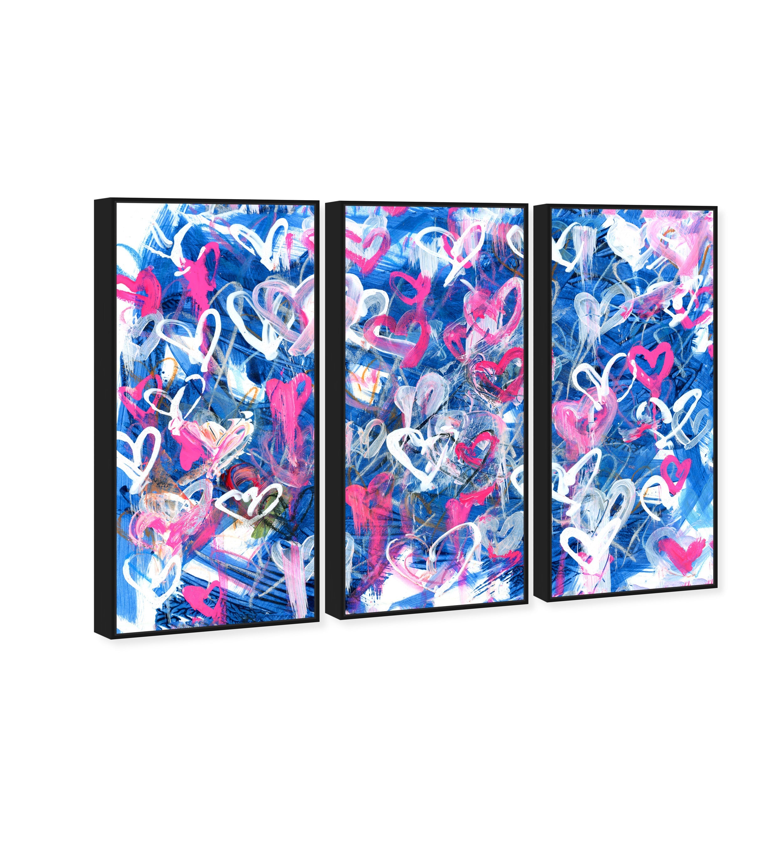 Love on The Blue Triptych - With Acrylic Paint