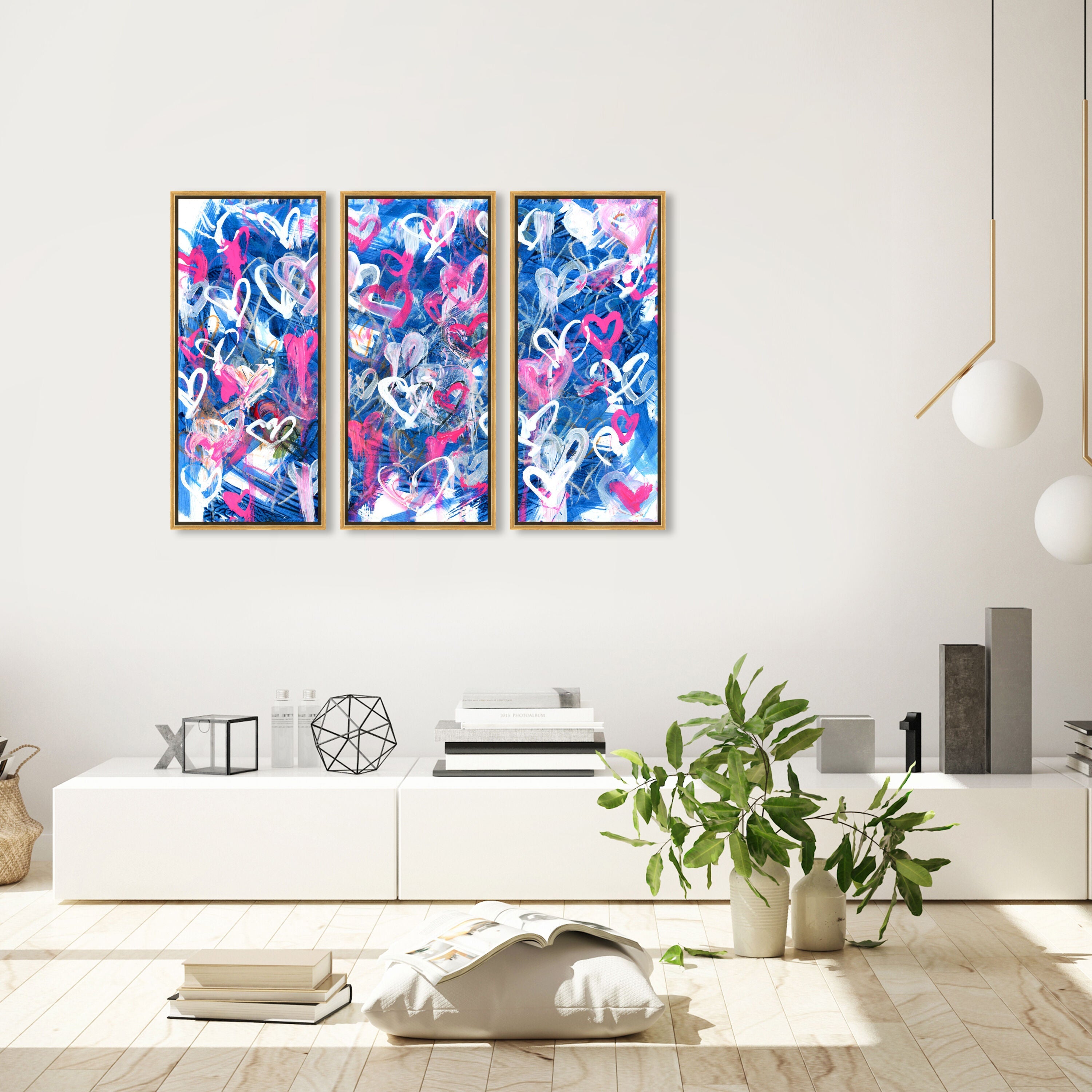 Love on The Blue Triptych - With Acrylic Paint Secondary image