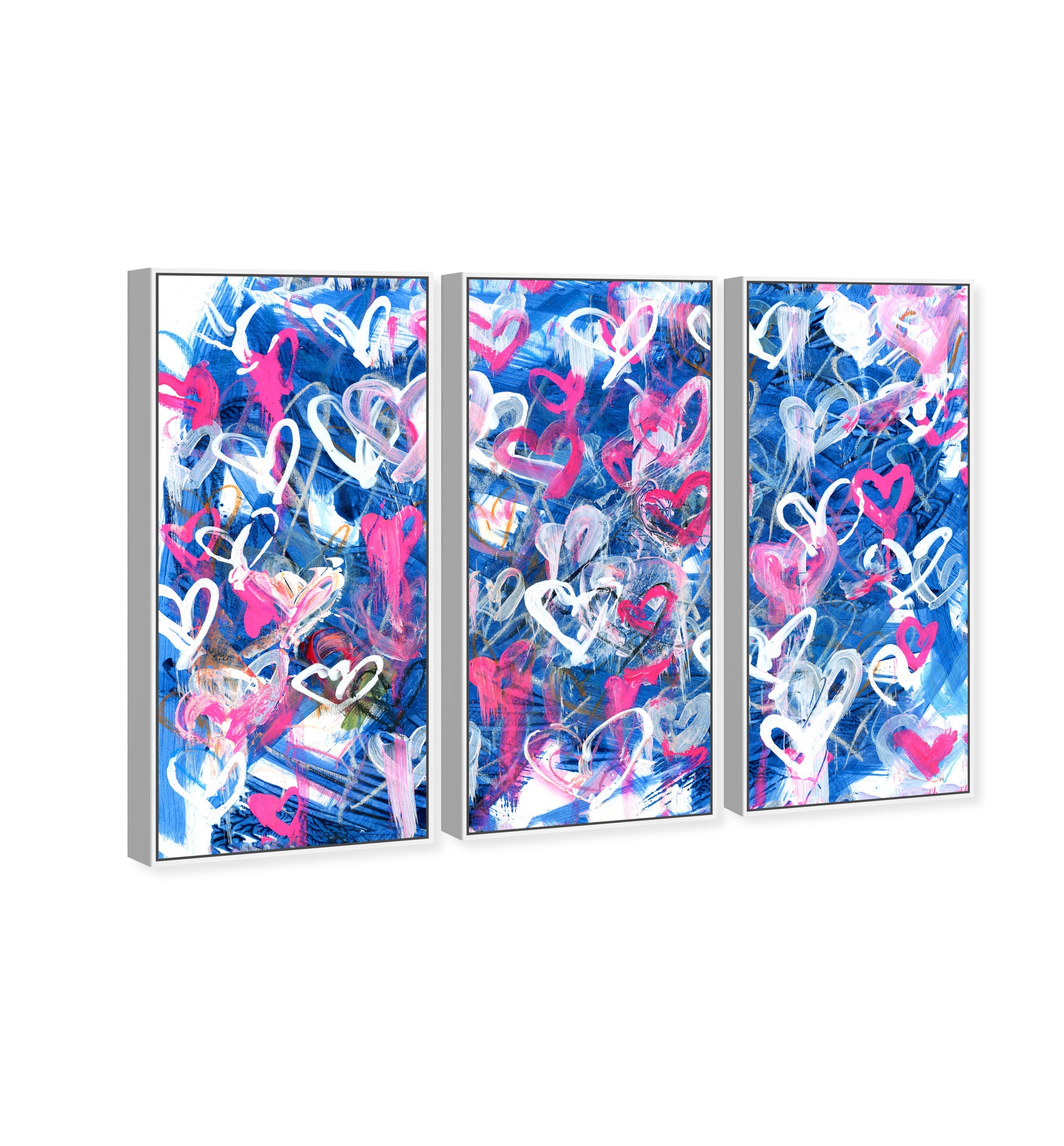 Love on The Blue Triptych - With Acrylic Paint