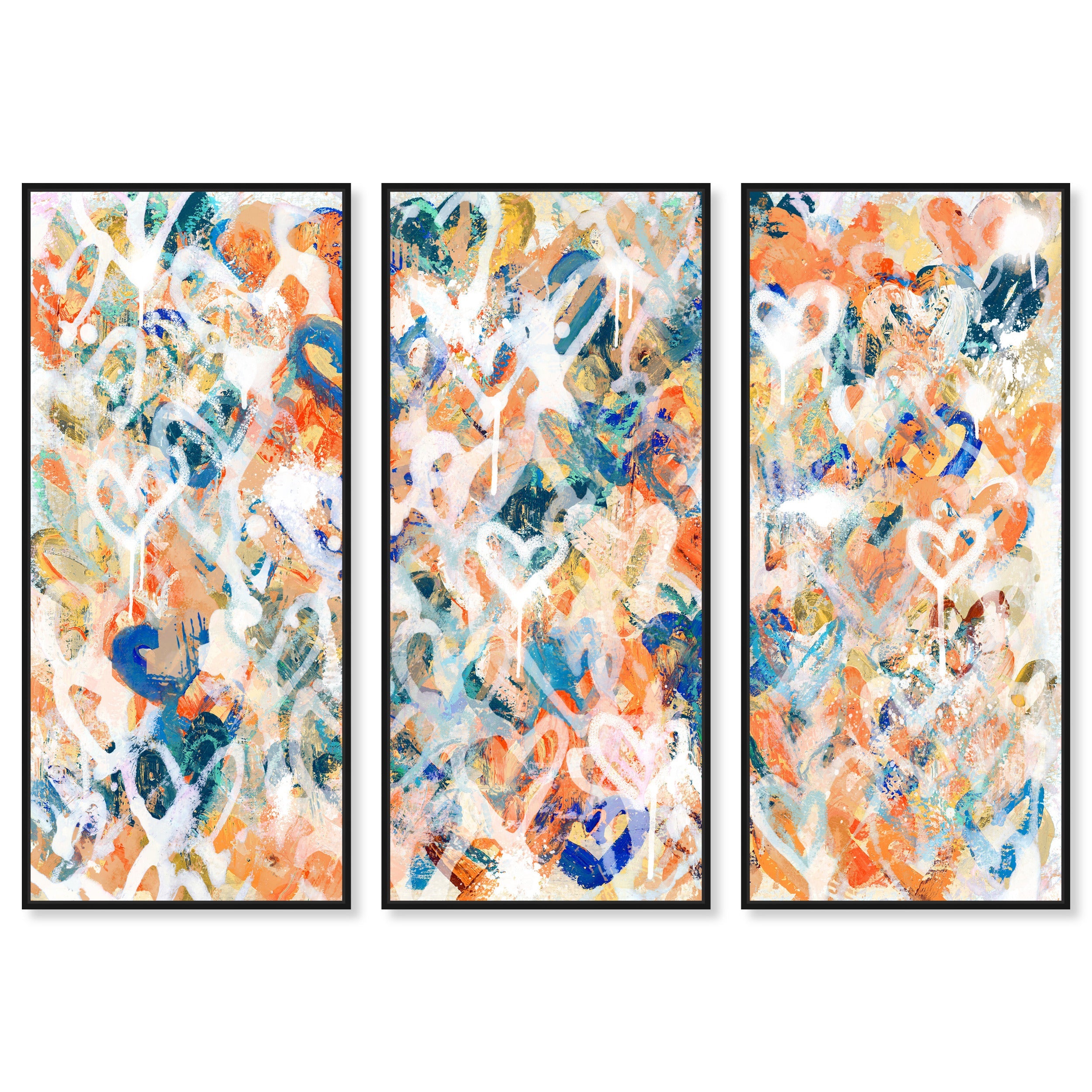 Peach Fuzz Graffiti Triptych - With Acrylic Paint