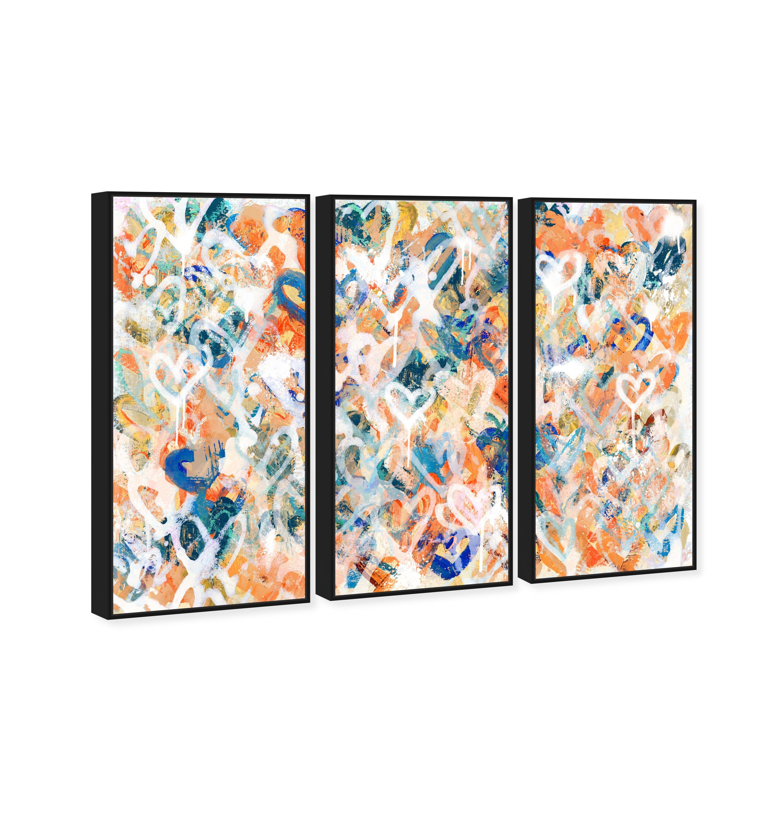 Peach Fuzz Graffiti Triptych - With Acrylic Paint