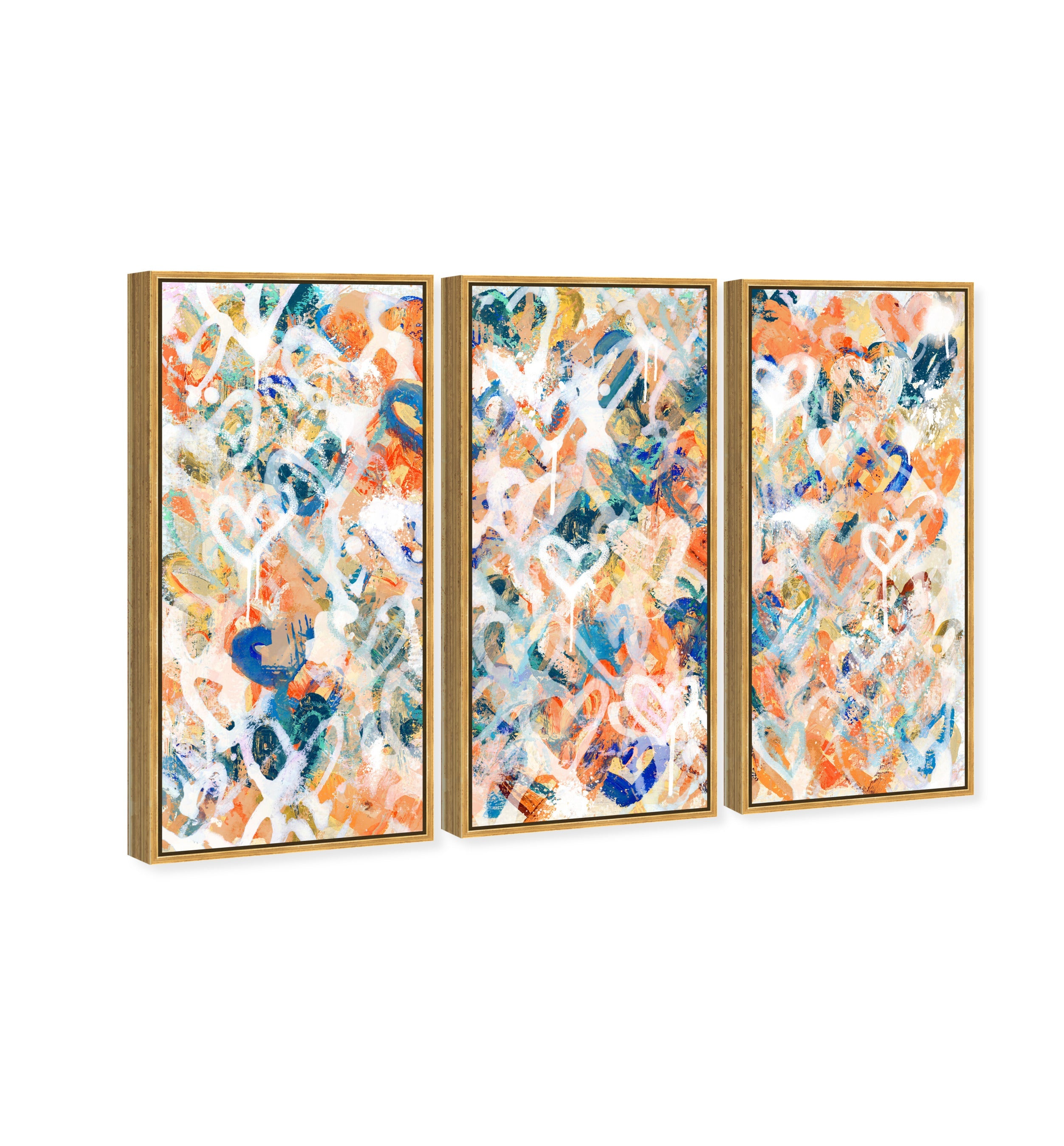 Peach Fuzz Graffiti Triptych - With Acrylic Paint