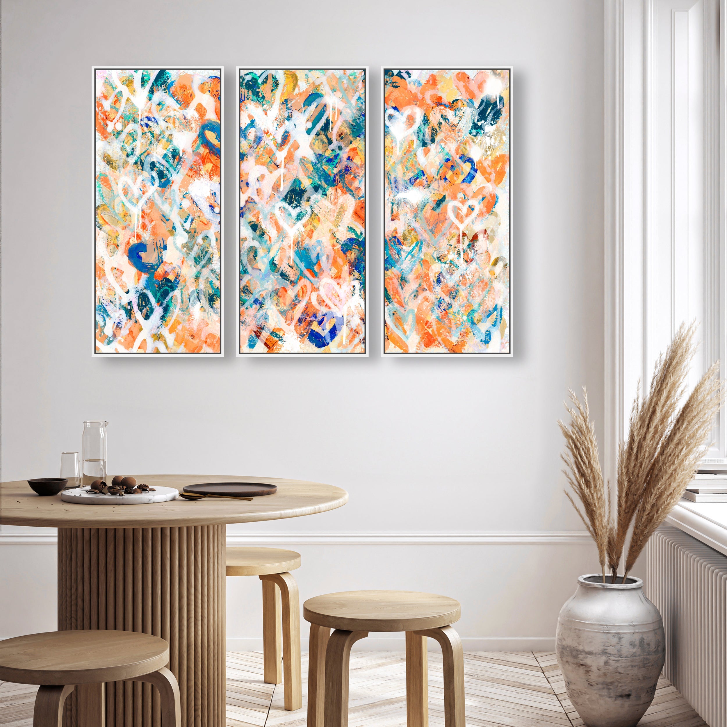 Peach Fuzz Graffiti Triptych - With Acrylic Paint