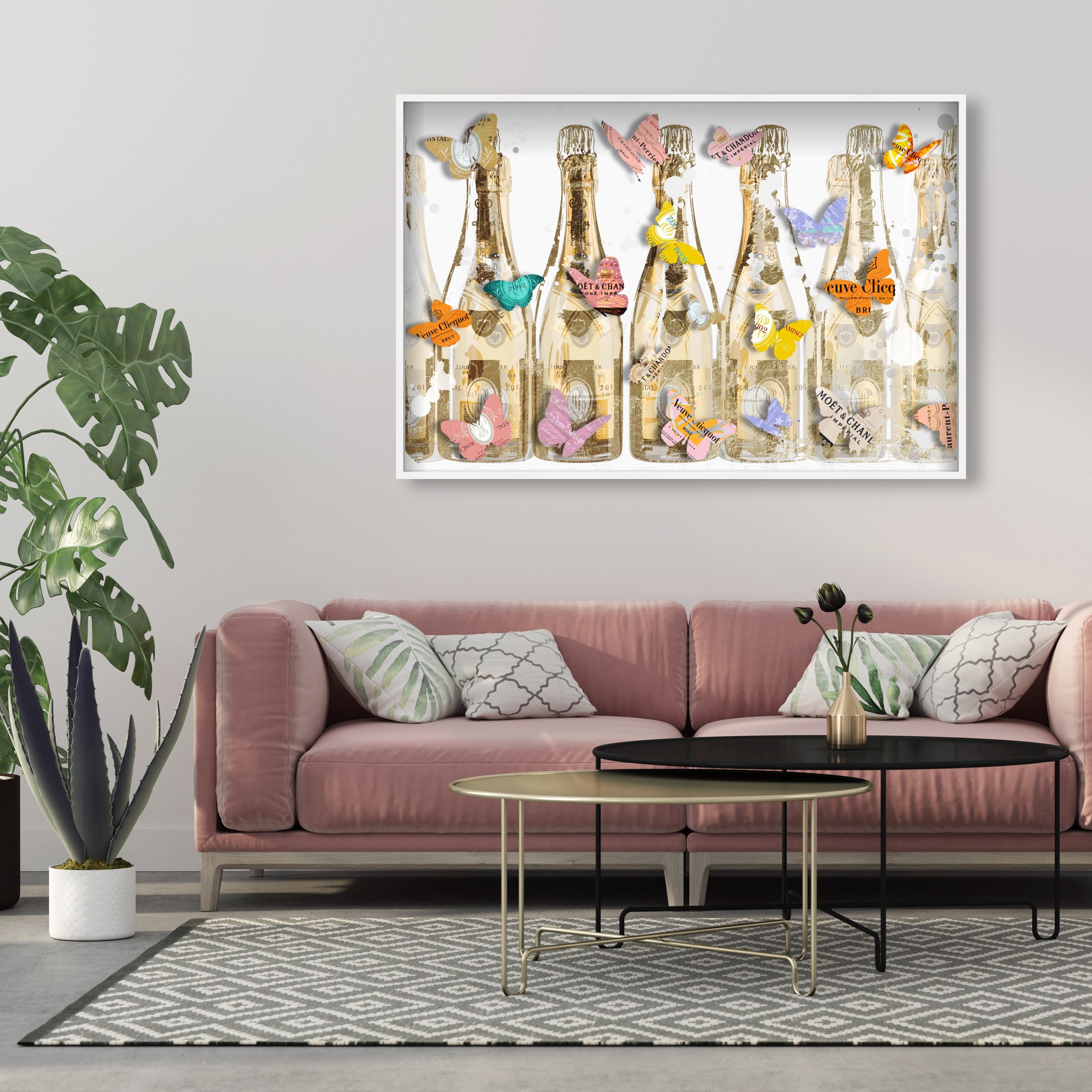 Champagne Morning Bloom | Hand Embellished & Sculptural Gold Leaf Art